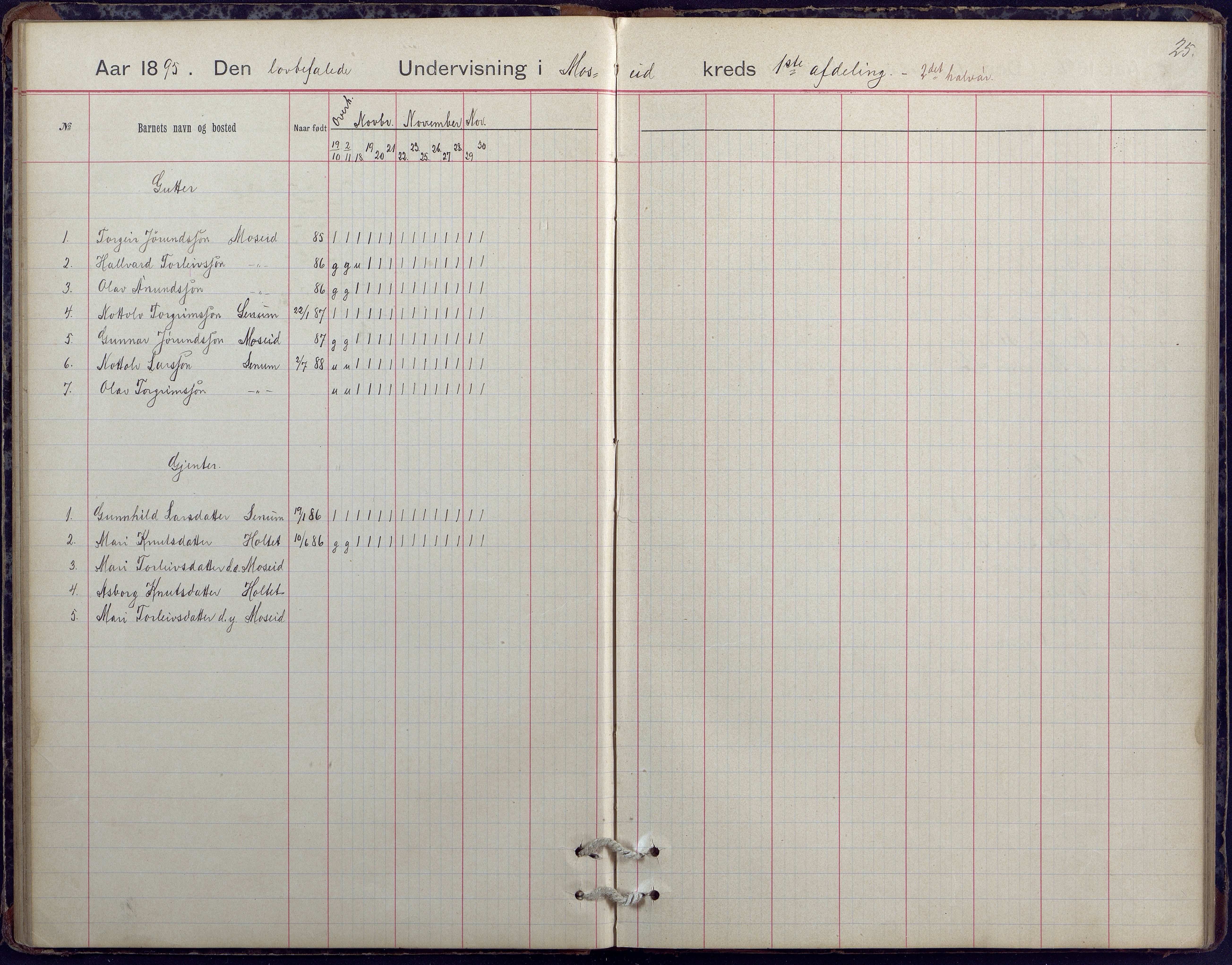 Hornnes kommune, Moi, Moseid, Kjetså skolekretser, AAKS/KA0936-550e/F1/L0005: Dagbok. Moseid, Moi, 1892-1908, p. 25