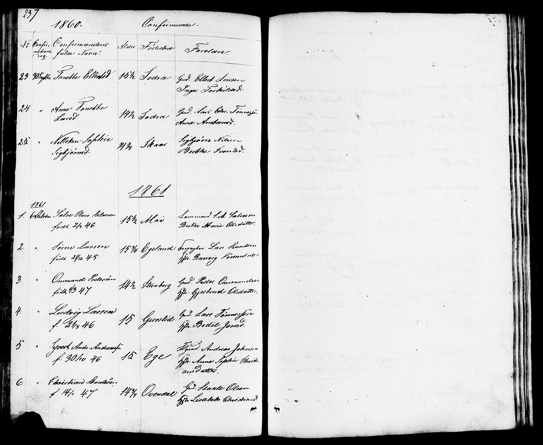 Lund sokneprestkontor, AV/SAST-A-101809/S07/L0003: Parish register (copy) no. B 3, 1848-1885, p. 237