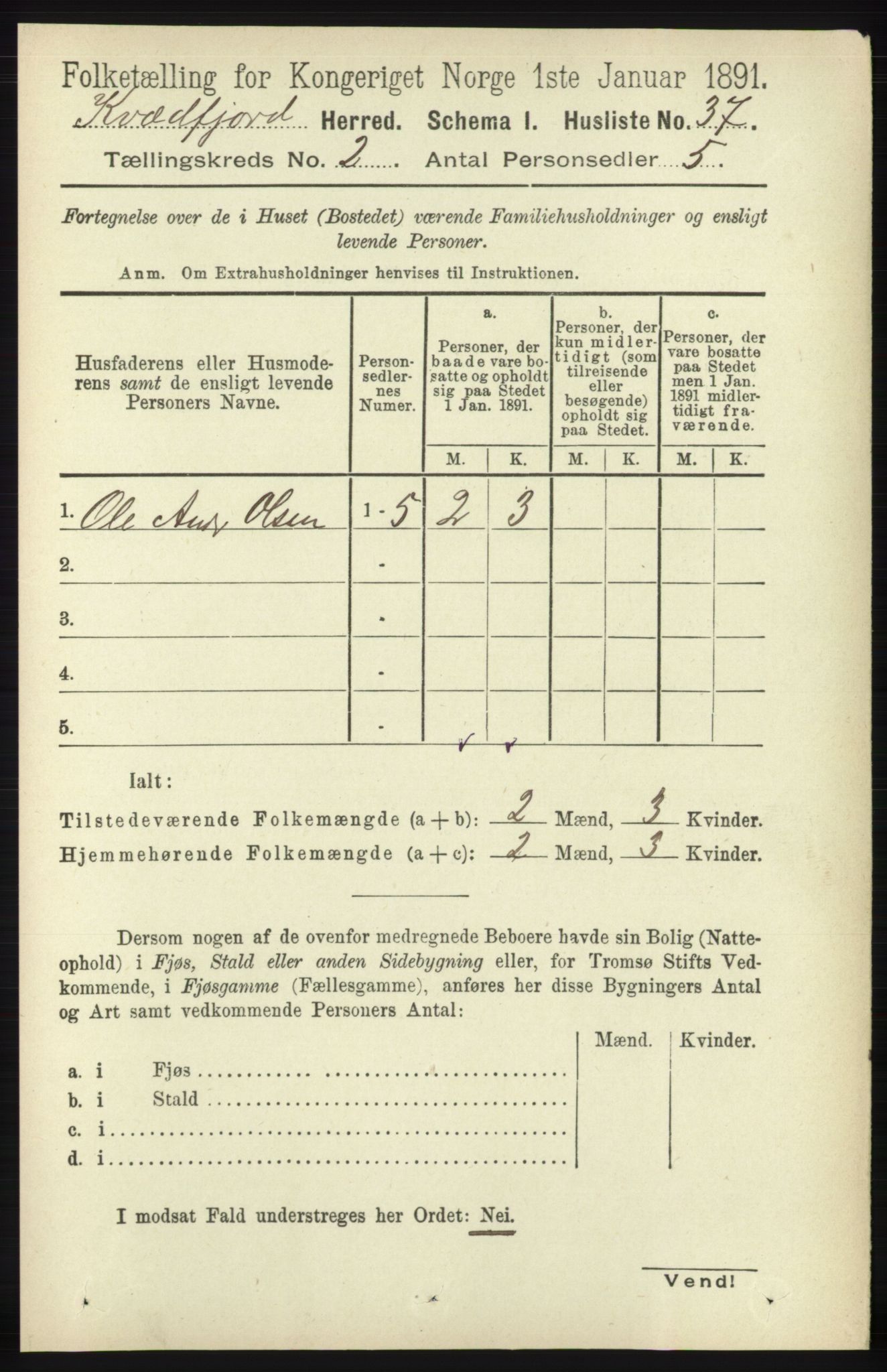 RA, 1891 census for 1911 Kvæfjord, 1891, p. 664