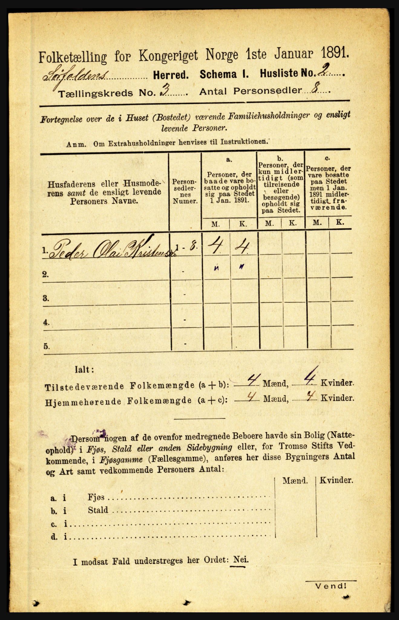 RA, 1891 census for 1845 Sørfold, 1891, p. 392