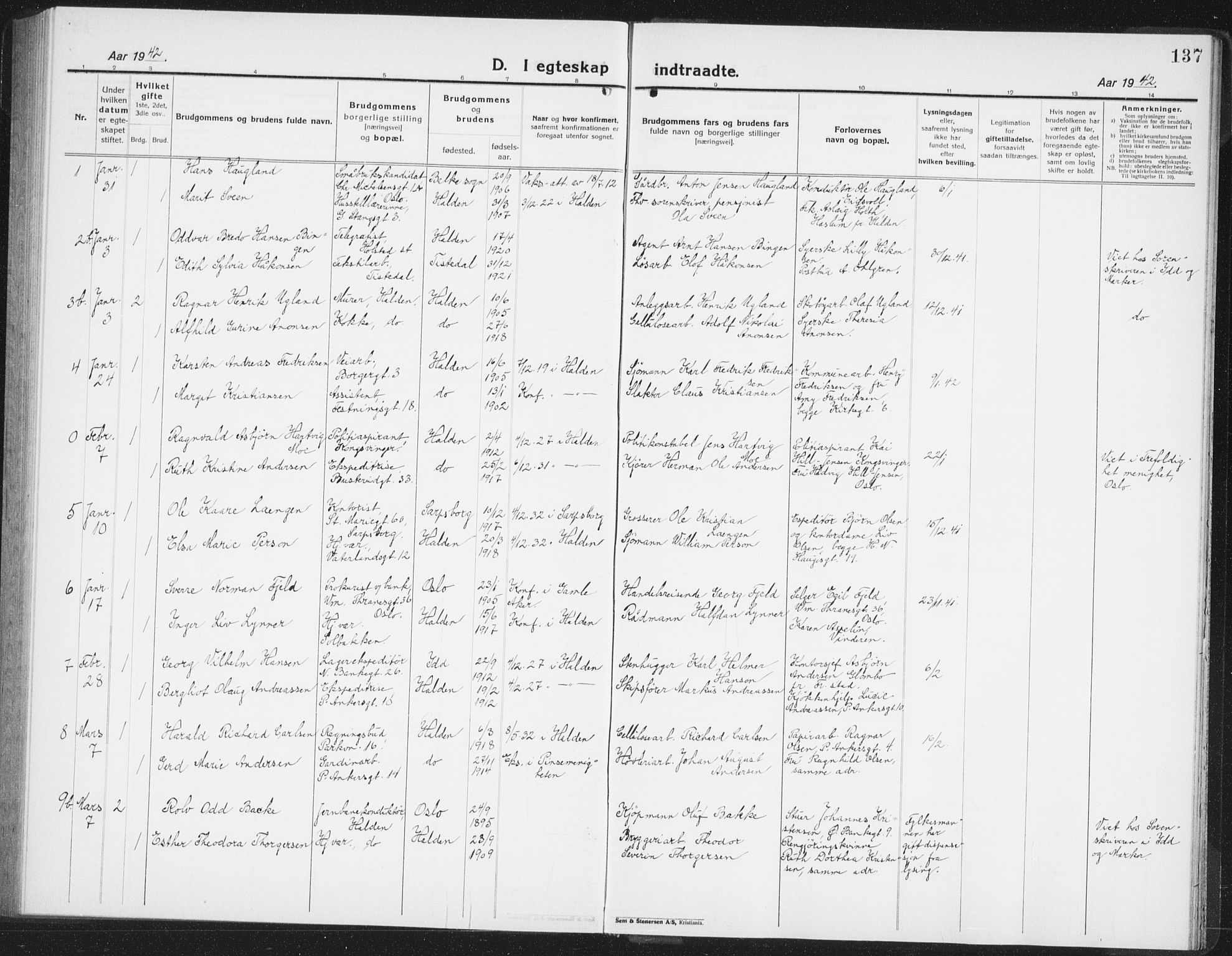 Halden prestekontor Kirkebøker, AV/SAO-A-10909/G/Ga/L0014: Parish register (copy) no. 14, 1925-1943, p. 137