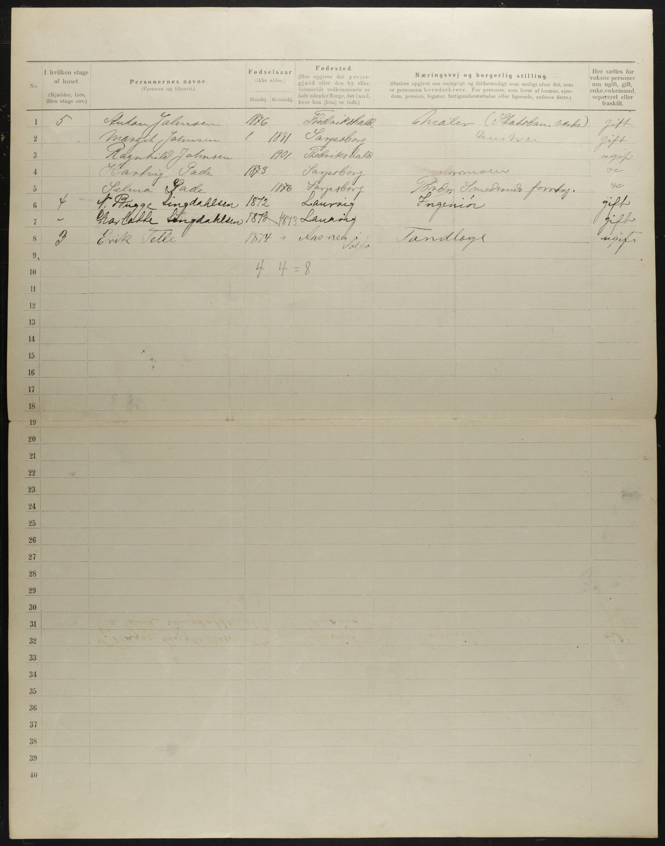 OBA, Municipal Census 1901 for Kristiania, 1901, p. 1642