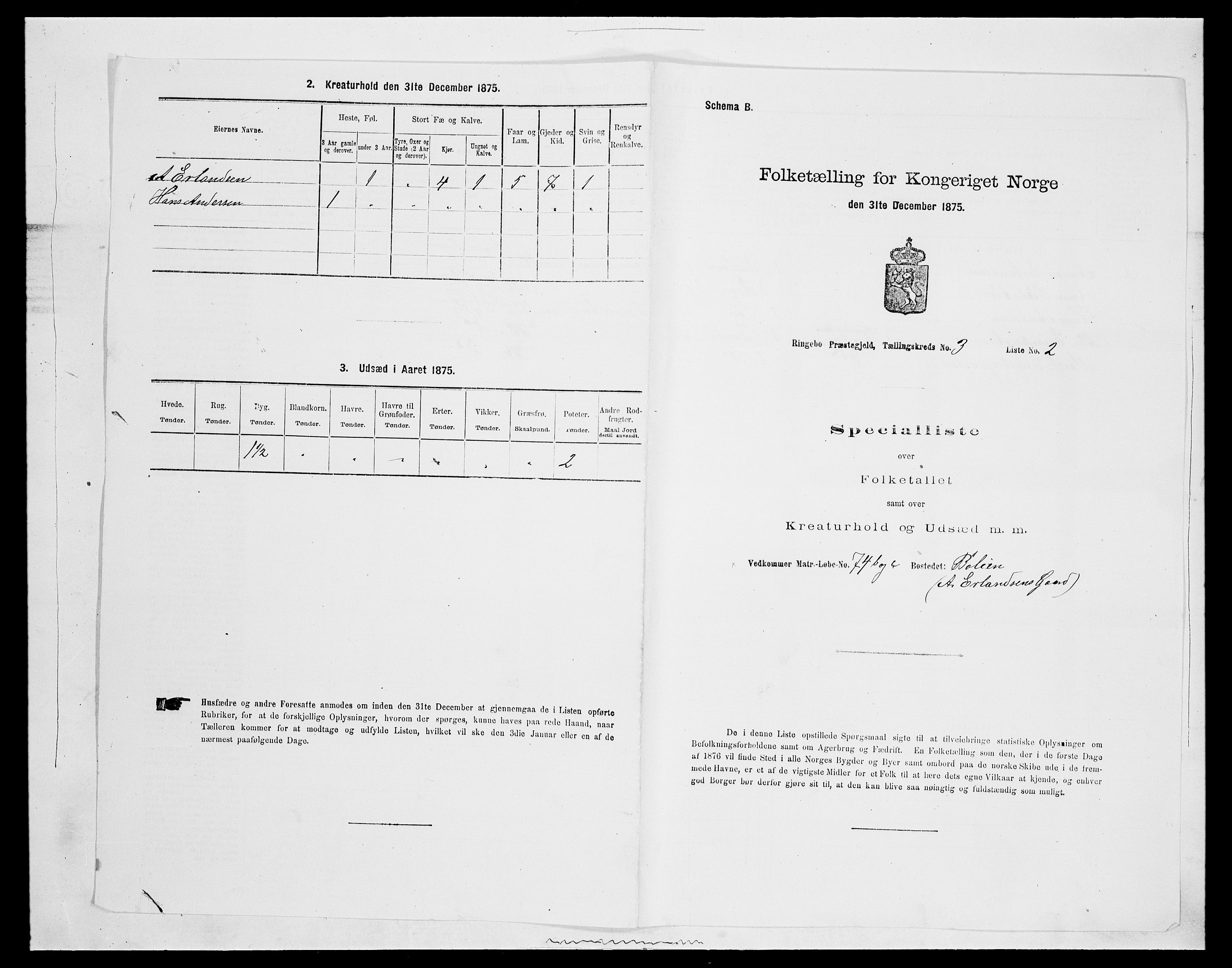 SAH, 1875 census for 0520P Ringebu, 1875, p. 394