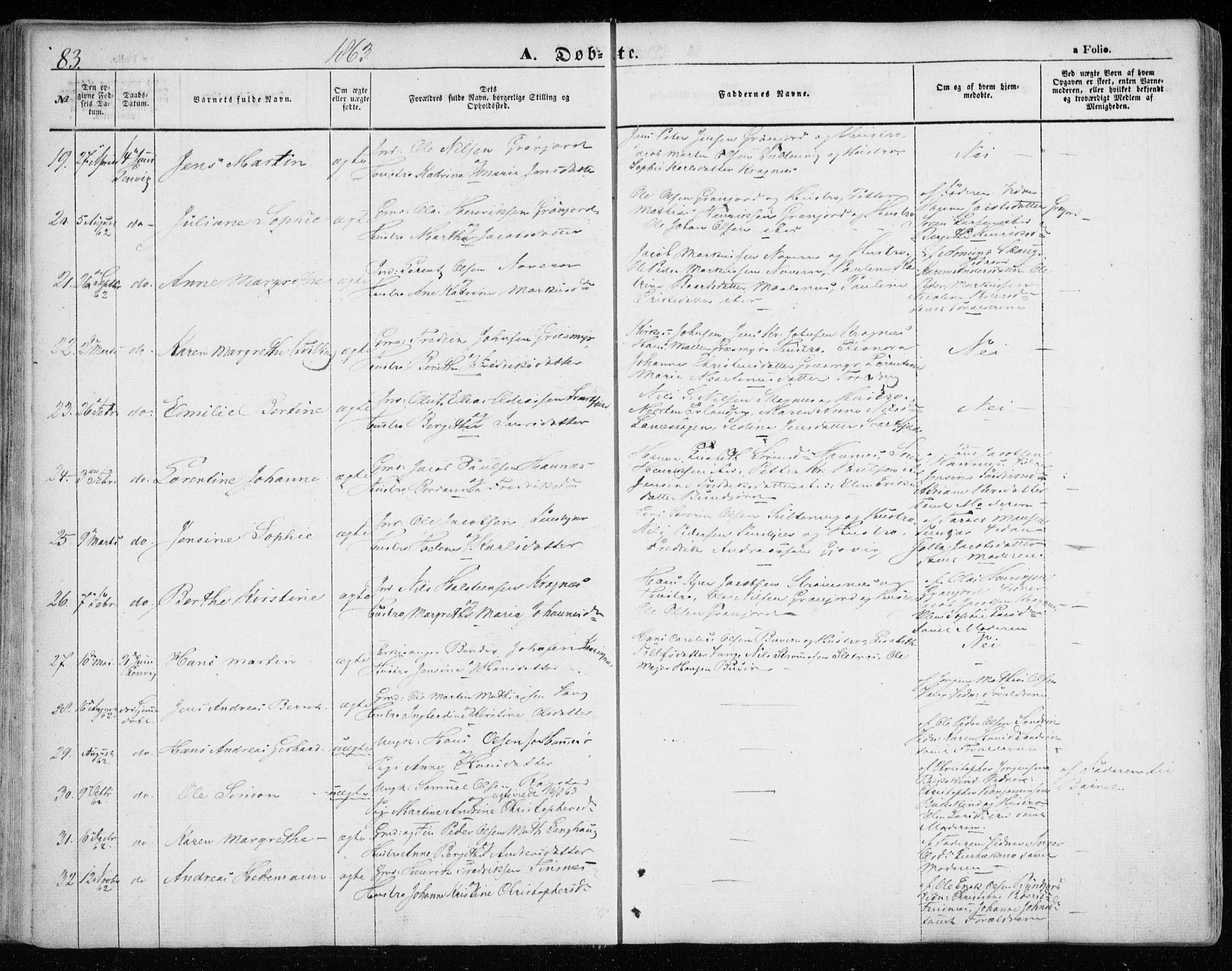 Lenvik sokneprestembete, SATØ/S-1310/H/Ha/Haa/L0007kirke: Parish register (official) no. 7, 1855-1865, p. 83