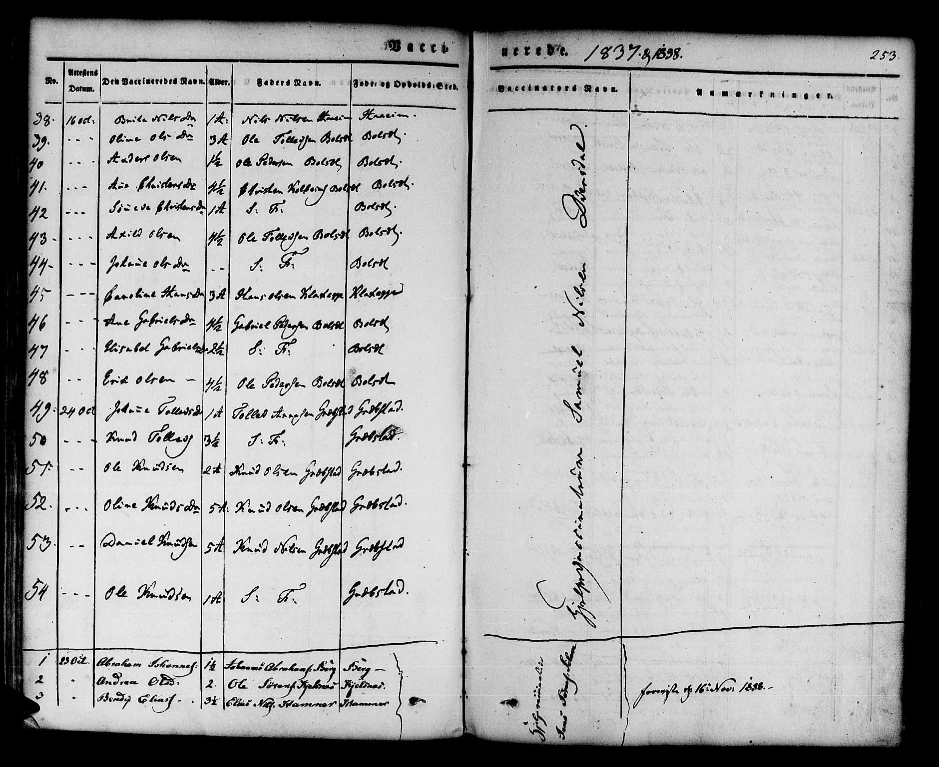 Jølster sokneprestembete, SAB/A-80701/H/Haa/Haaa/L0009: Parish register (official) no. A 9, 1833-1848, p. 253