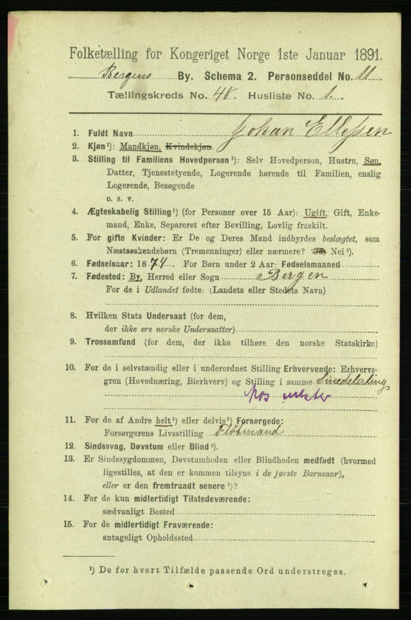 RA, 1891 Census for 1301 Bergen, 1891, p. 56913