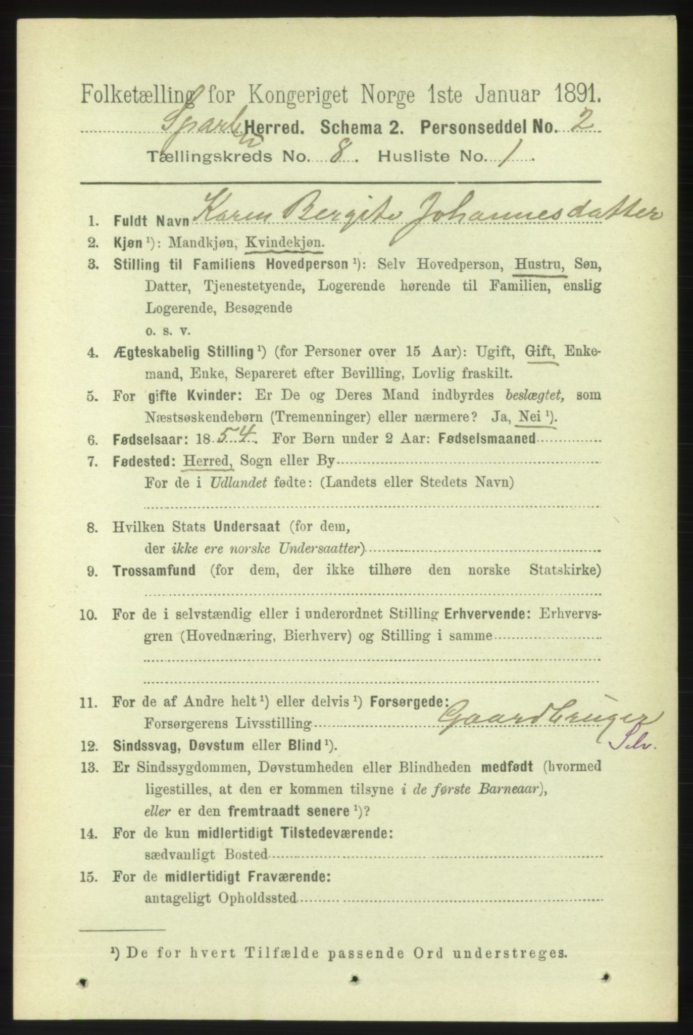 RA, 1891 census for 1731 Sparbu, 1891, p. 2802