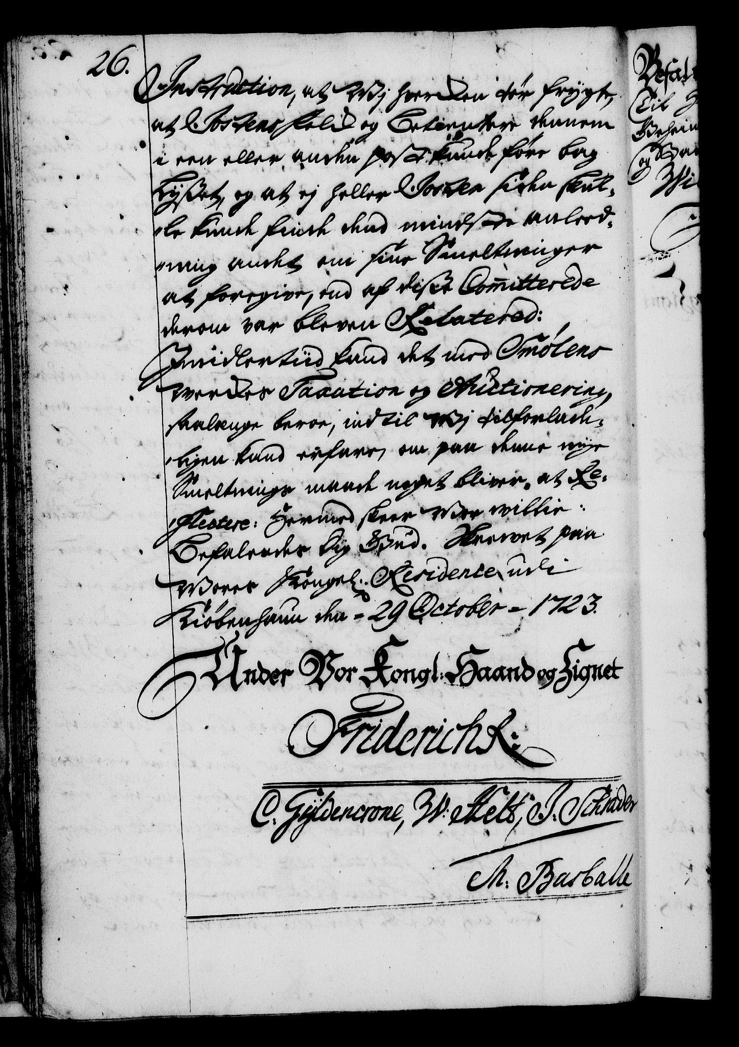 Rentekammeret, Kammerkanselliet, RA/EA-3111/G/Gg/Gga/L0002: Norsk ekspedisjonsprotokoll med register (merket RK 53.2), 1723-1727, p. 26