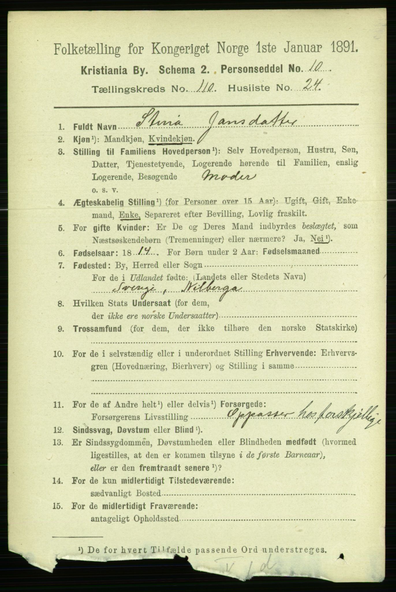 RA, 1891 census for 0301 Kristiania, 1891, p. 57691