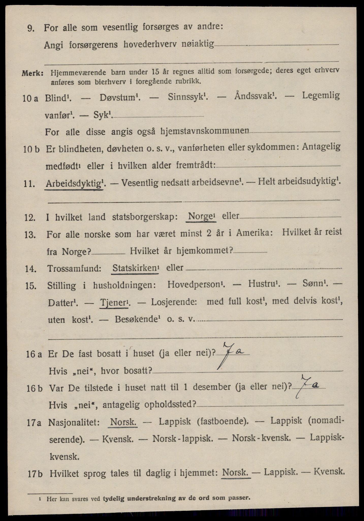 SAT, 1920 census for Sandstad, 1920, p. 648