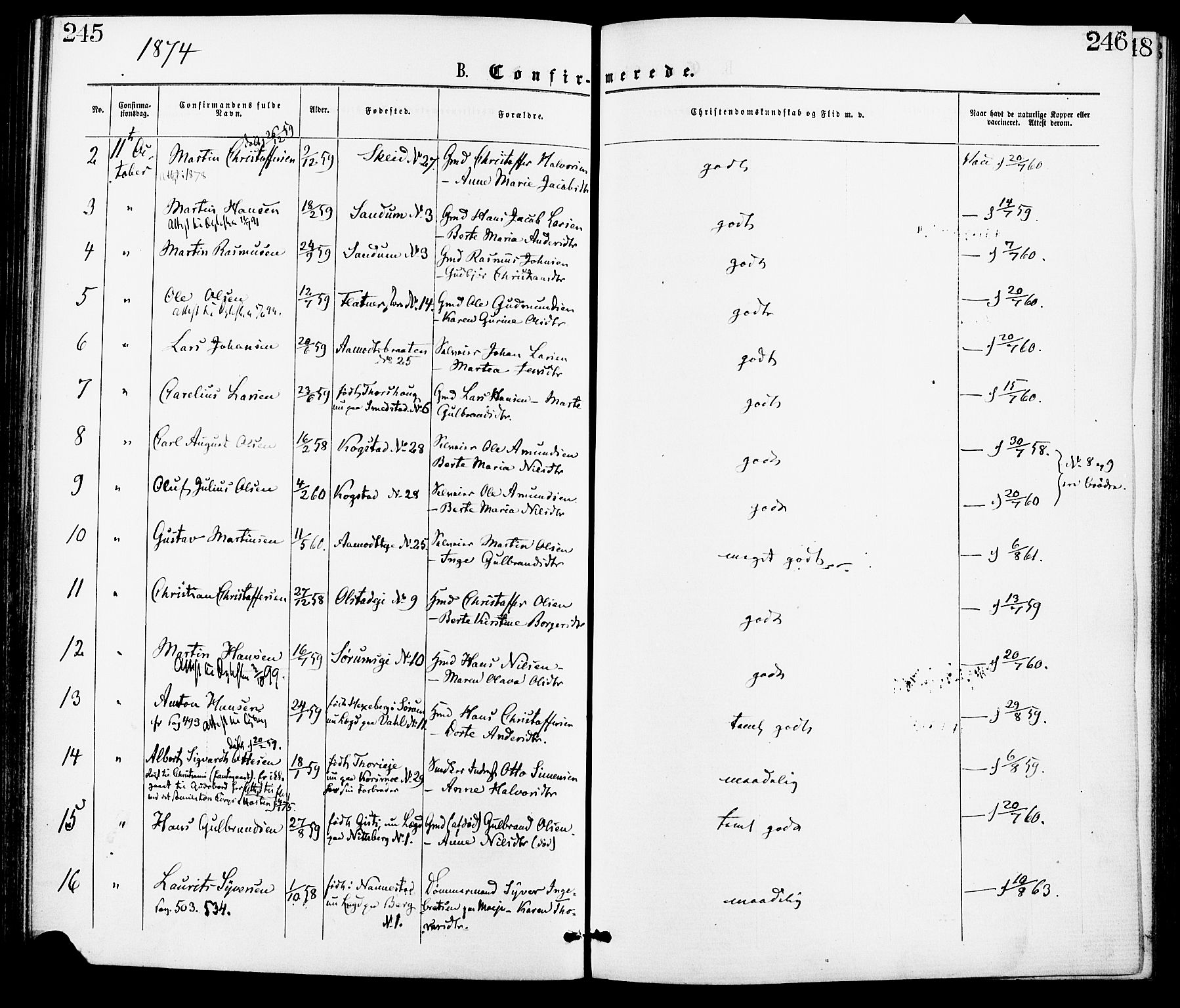 Gjerdrum prestekontor Kirkebøker, AV/SAO-A-10412b/F/Fa/L0008: Parish register (official) no. I 8, 1867-1880, p. 245-246