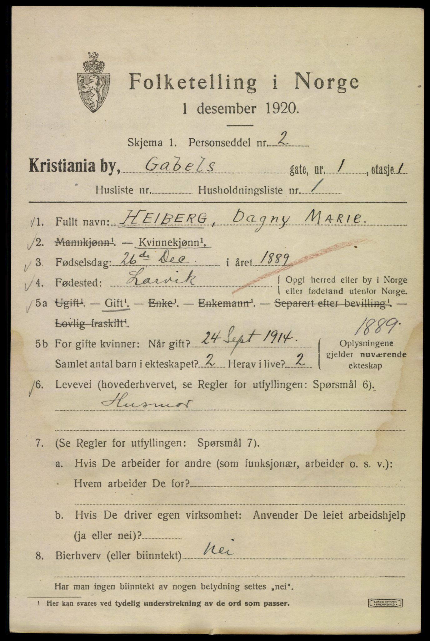 SAO, 1920 census for Kristiania, 1920, p. 245669