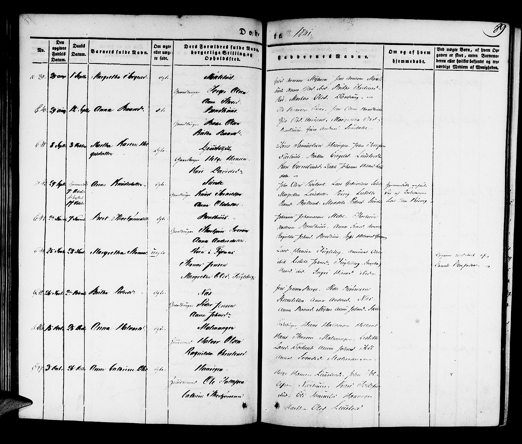 Kvinnherad sokneprestembete, AV/SAB-A-76401/H/Haa: Parish register (official) no. A 6, 1835-1843, p. 89