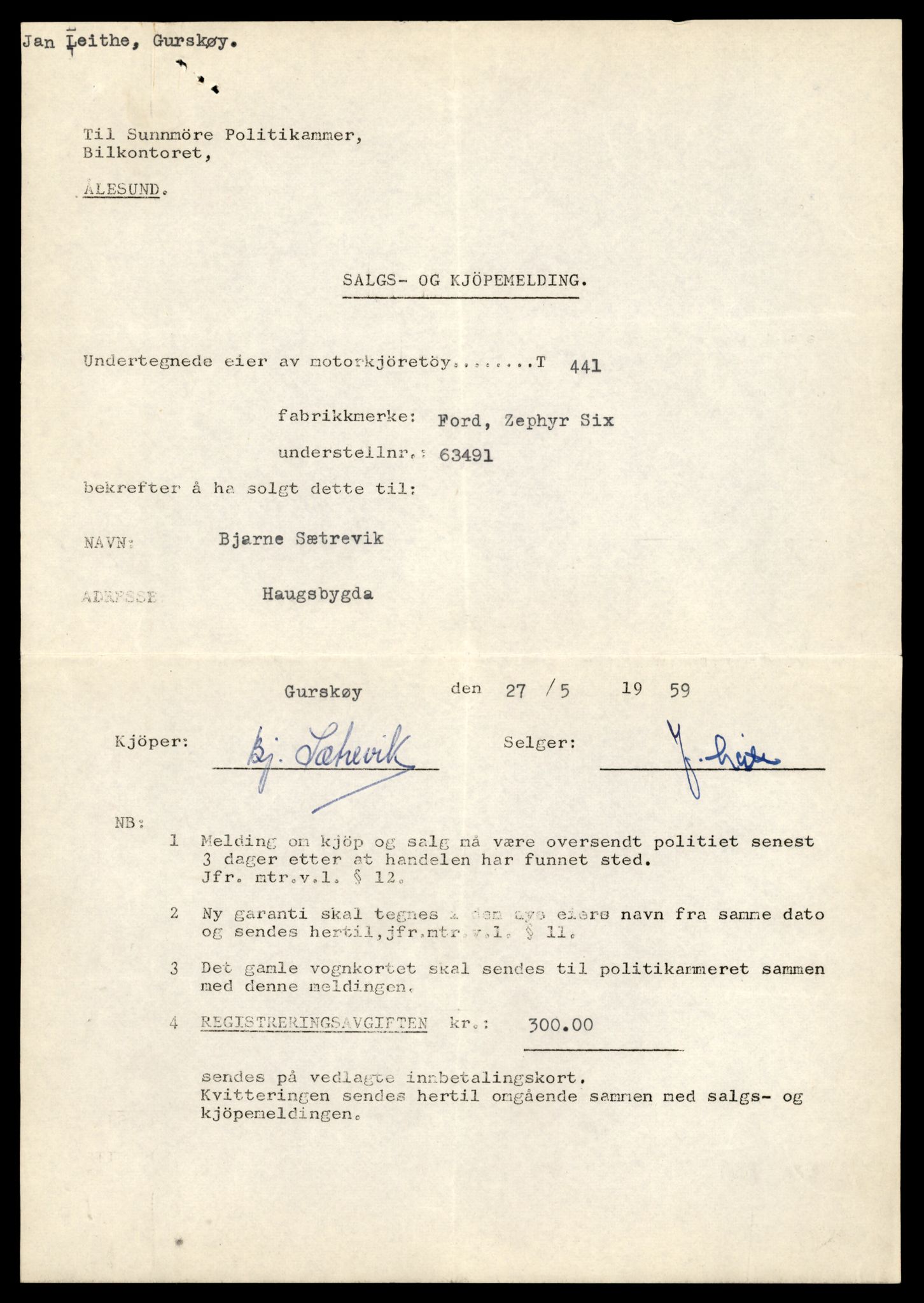 Møre og Romsdal vegkontor - Ålesund trafikkstasjon, SAT/A-4099/F/Fe/L0004: Registreringskort for kjøretøy T 341 - T 442, 1927-1998, p. 2876