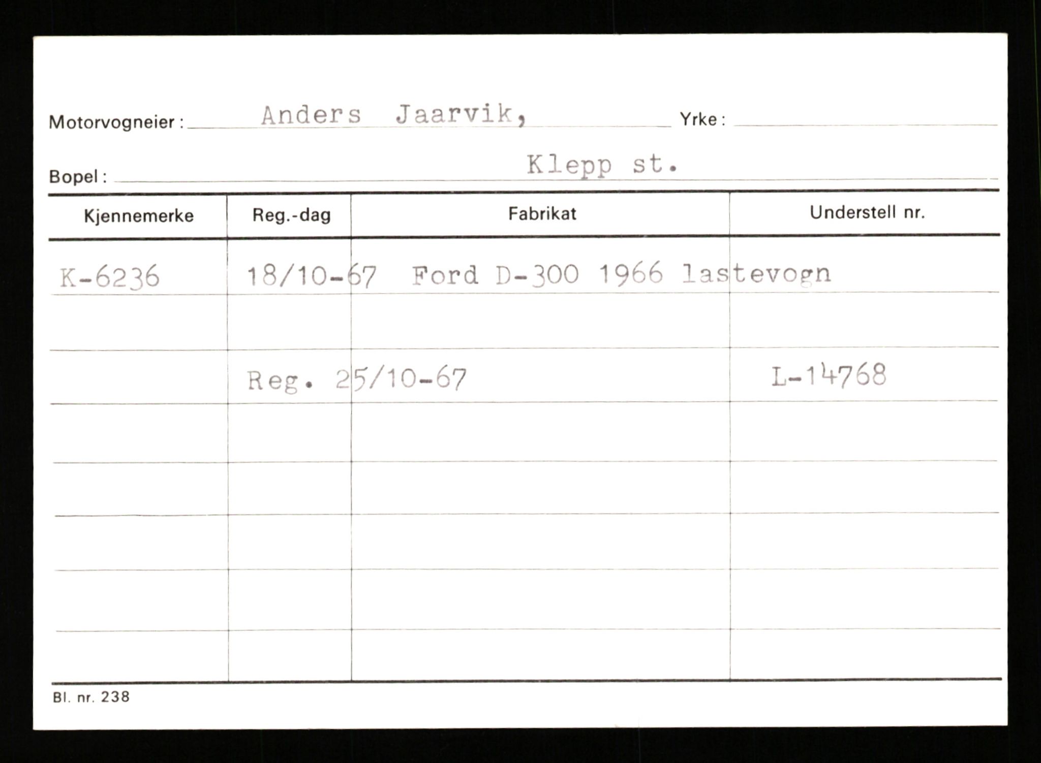 Stavanger trafikkstasjon, AV/SAST-A-101942/0/G/L0002: Registreringsnummer: 5791 - 10405, 1930-1971, p. 187