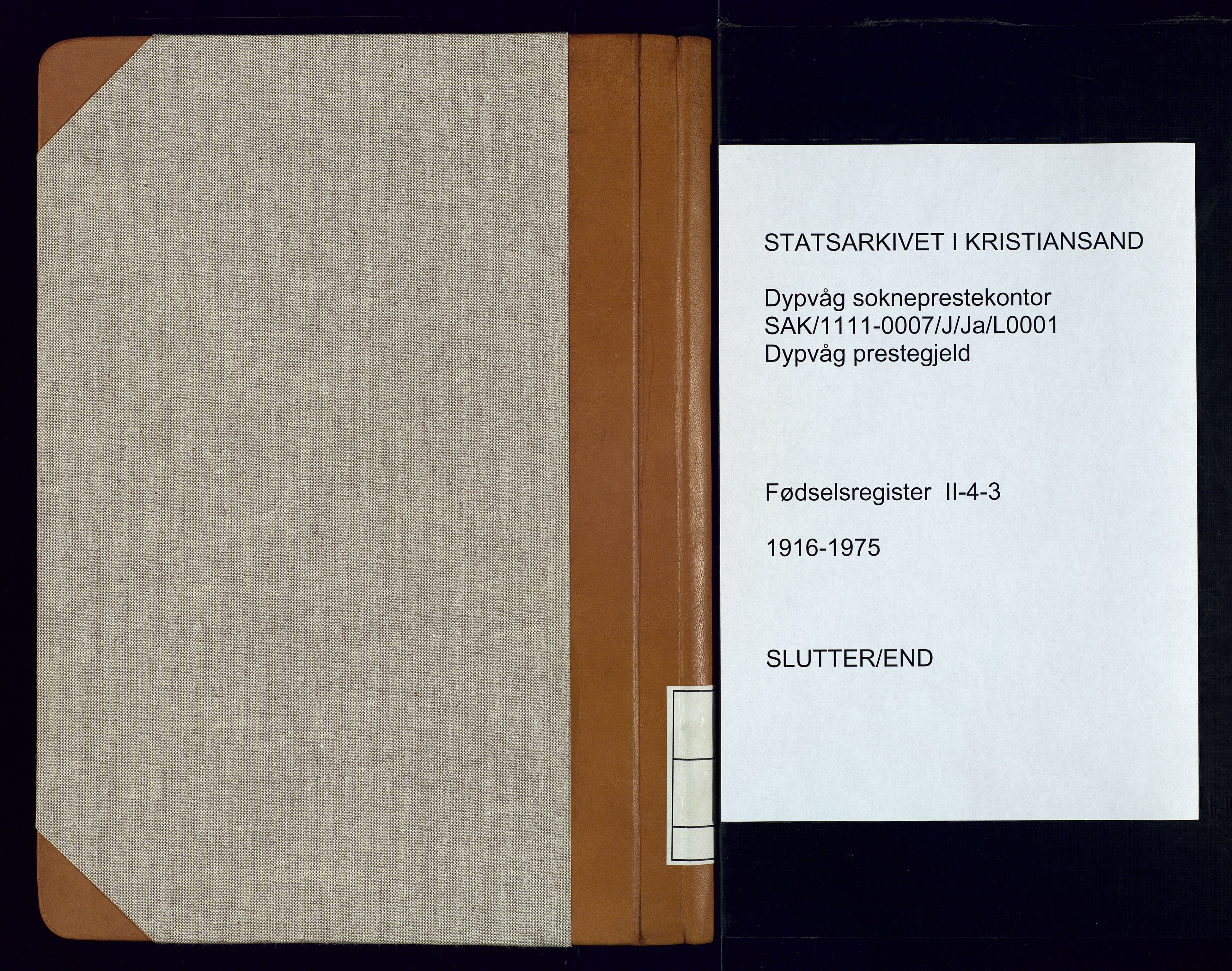 Dypvåg sokneprestkontor, SAK/1111-0007/J/Ja/L0001: Birth register no. II.4.3, 1916-1975