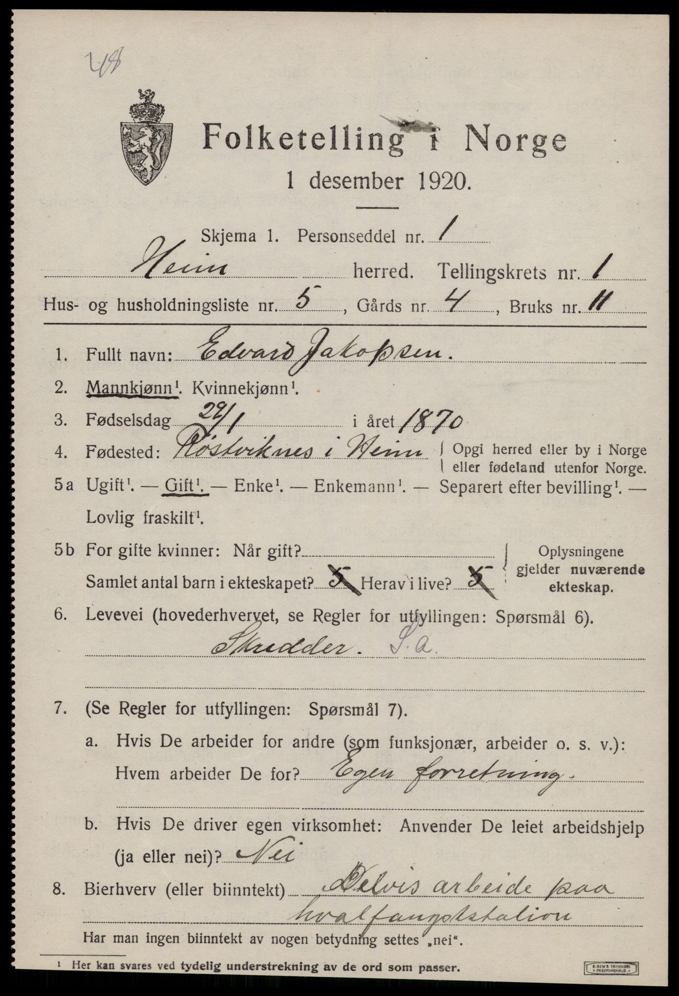 SAT, 1920 census for Heim, 1920, p. 651