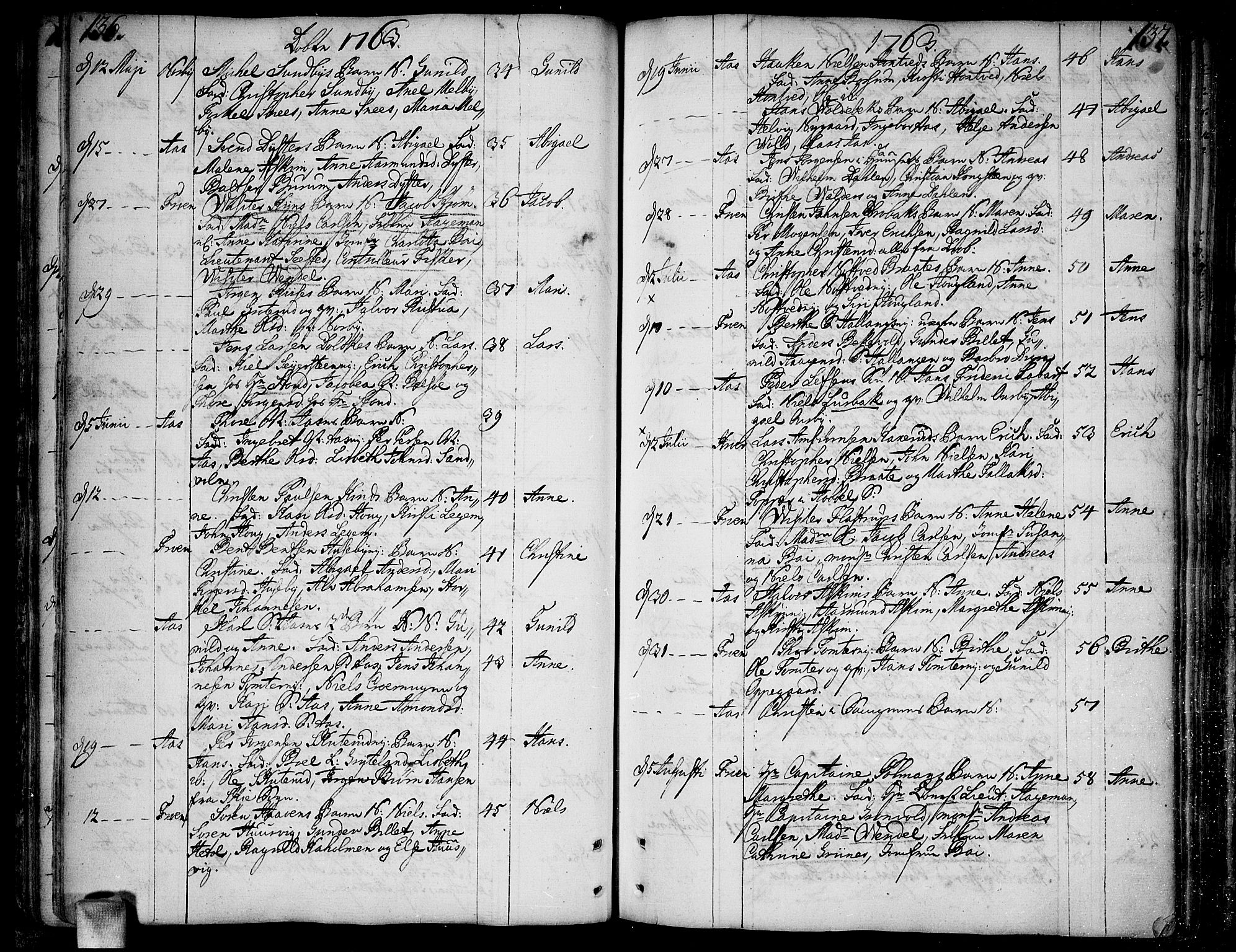 Ås prestekontor Kirkebøker, SAO/A-10894/F/Fa/L0001: Parish register (official) no. I 1, 1742-1778, p. 136-137