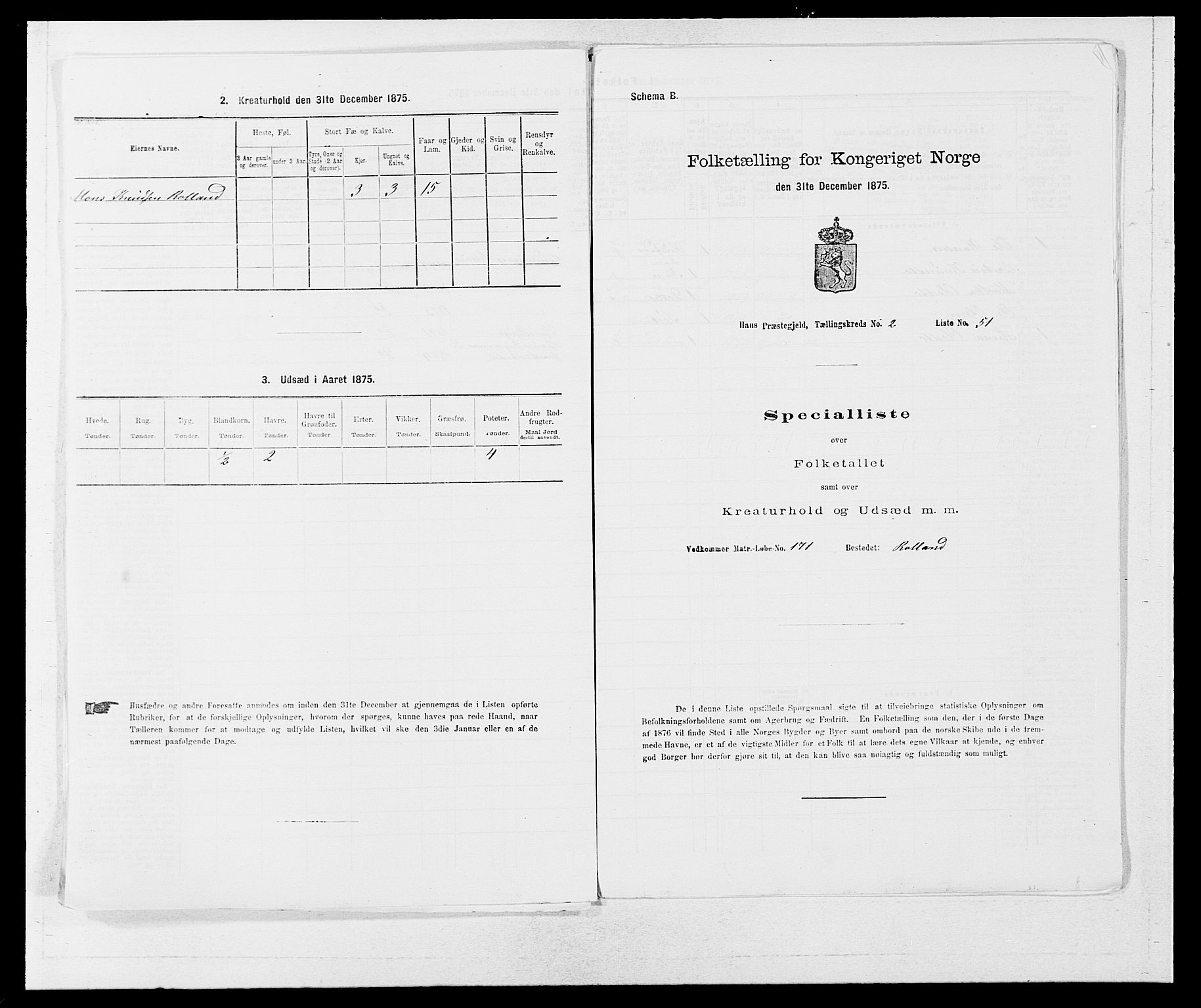 SAB, 1875 census for 1250P Haus, 1875, p. 202