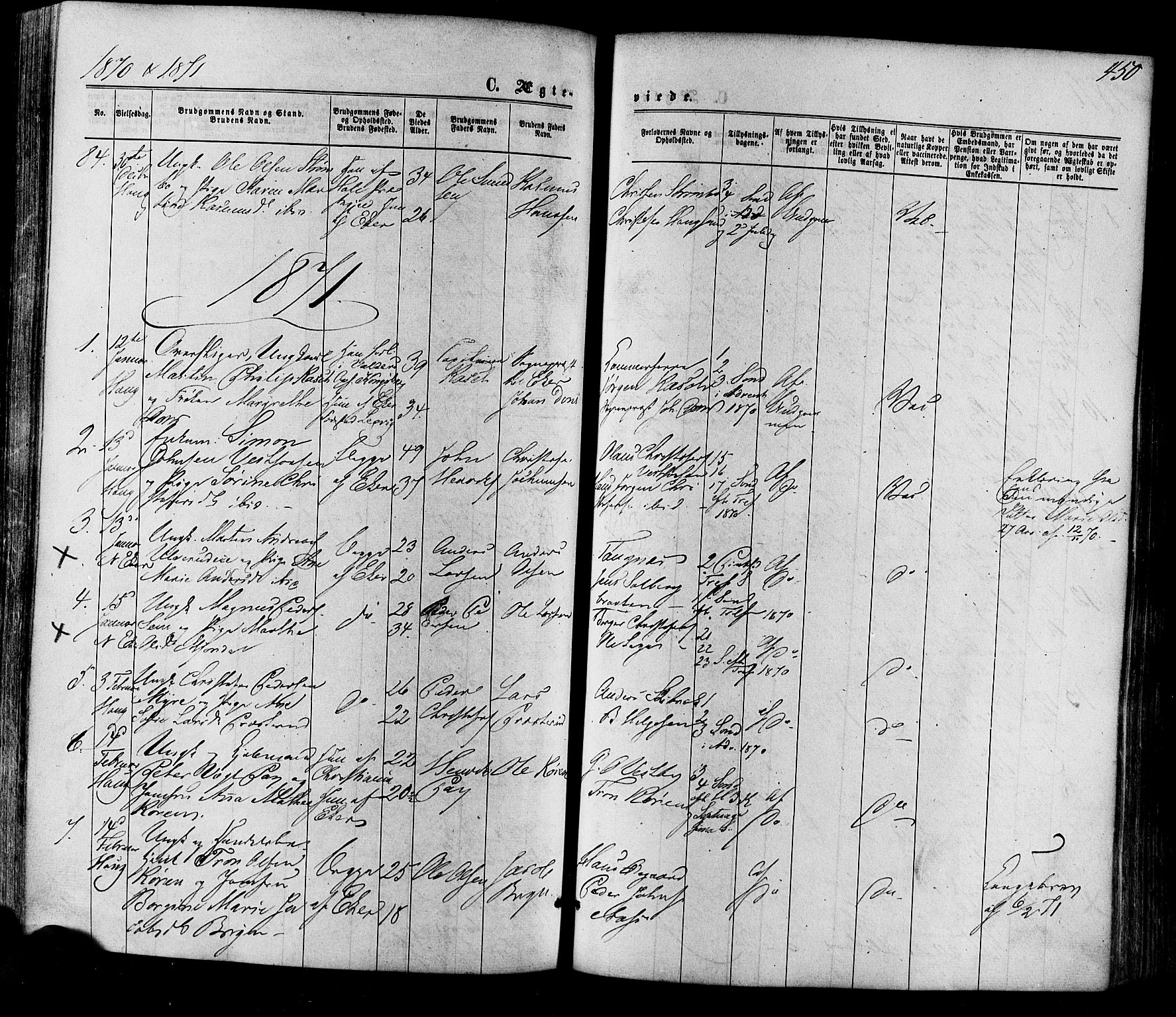 Eiker kirkebøker, AV/SAKO-A-4/F/Fa/L0017: Parish register (official) no. I 17, 1869-1877, p. 450