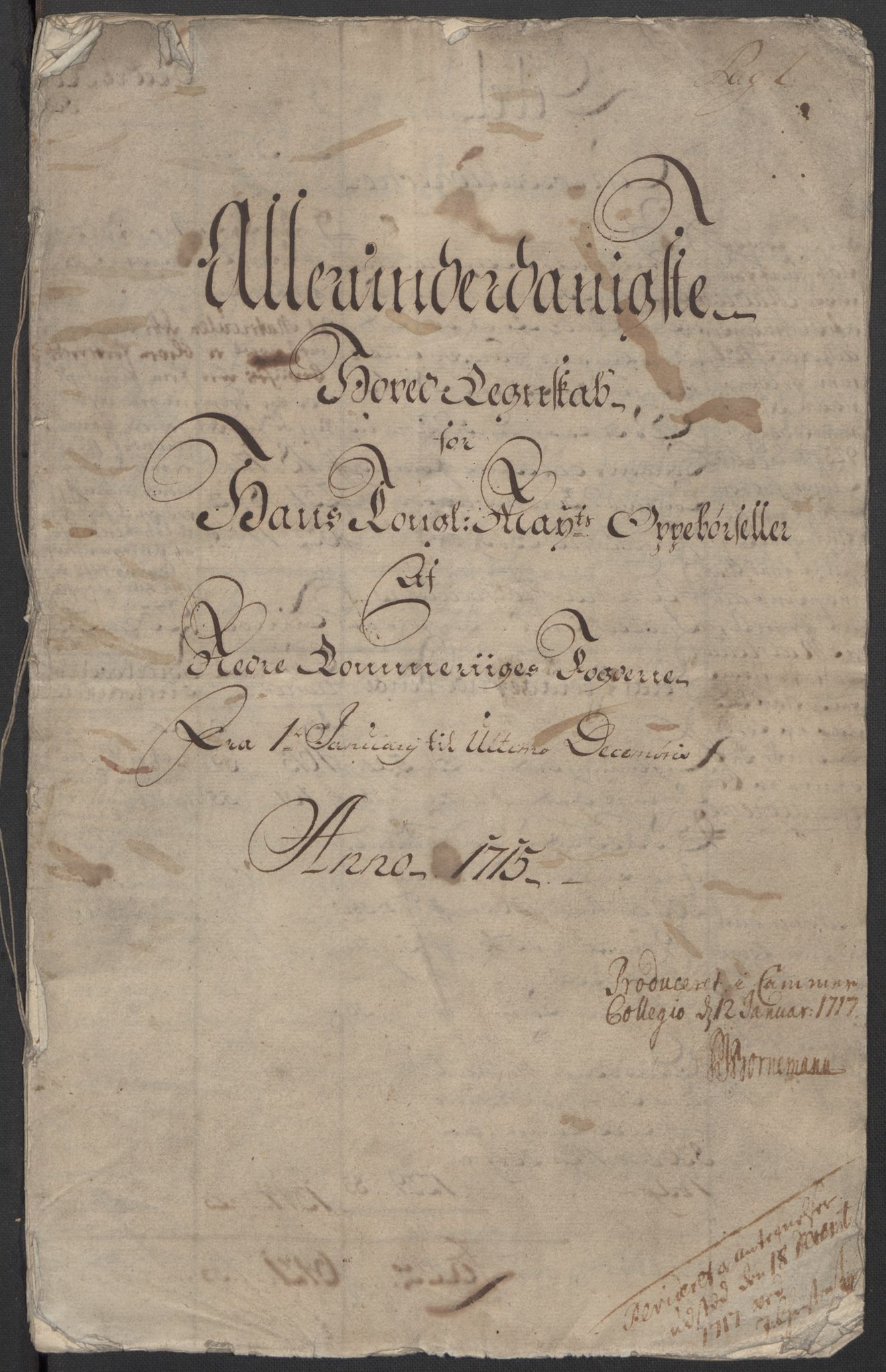 Rentekammeret inntil 1814, Reviderte regnskaper, Fogderegnskap, RA/EA-4092/R11/L0597: Fogderegnskap Nedre Romerike, 1715, p. 3