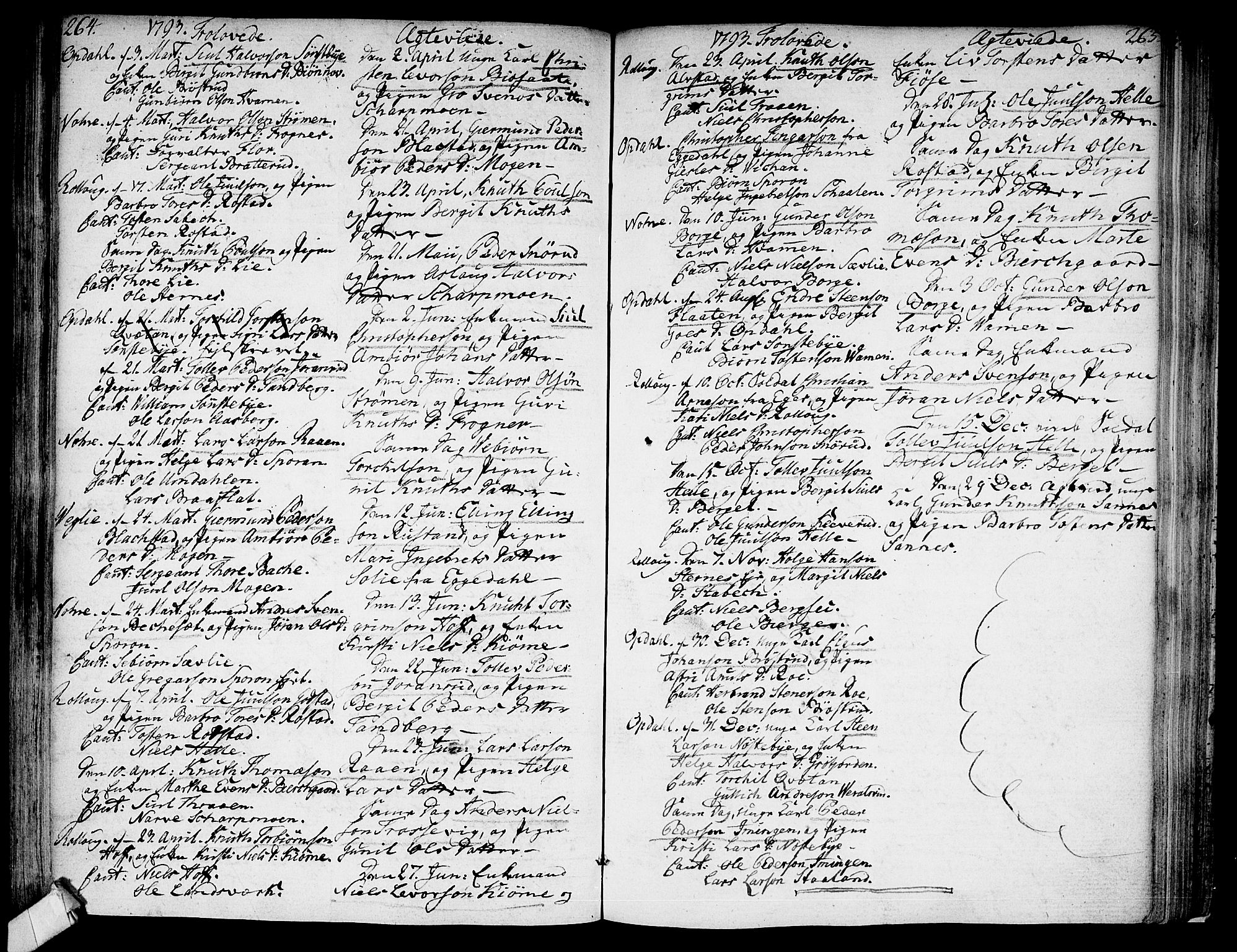 Rollag kirkebøker, SAKO/A-240/F/Fa/L0005: Parish register (official) no. I 5, 1792-1814, p. 264-265