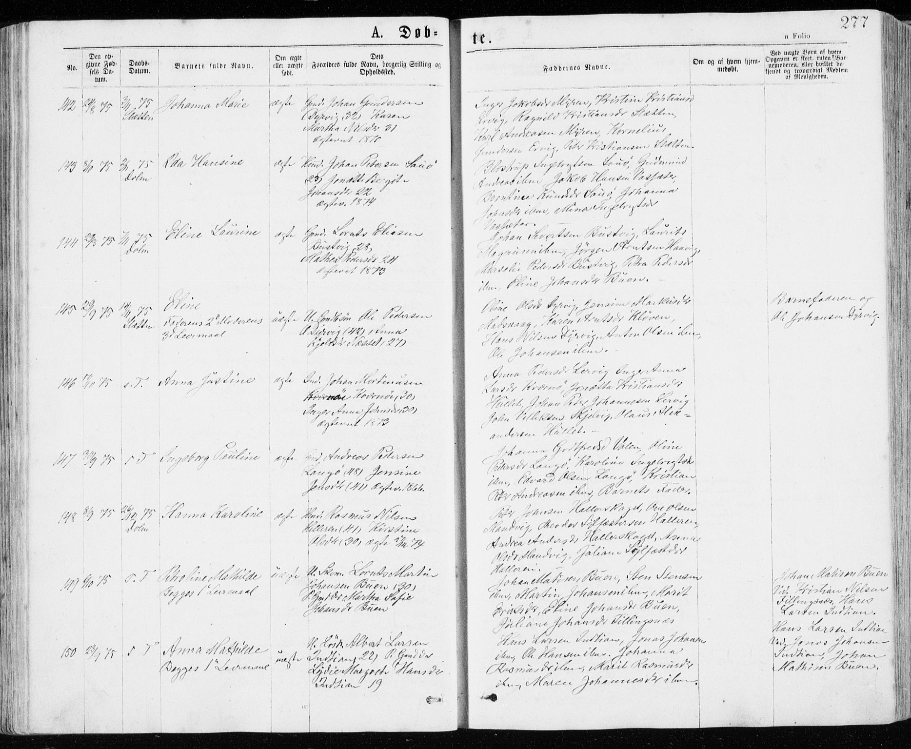 Ministerialprotokoller, klokkerbøker og fødselsregistre - Sør-Trøndelag, SAT/A-1456/640/L0576: Parish register (official) no. 640A01, 1846-1876, p. 277