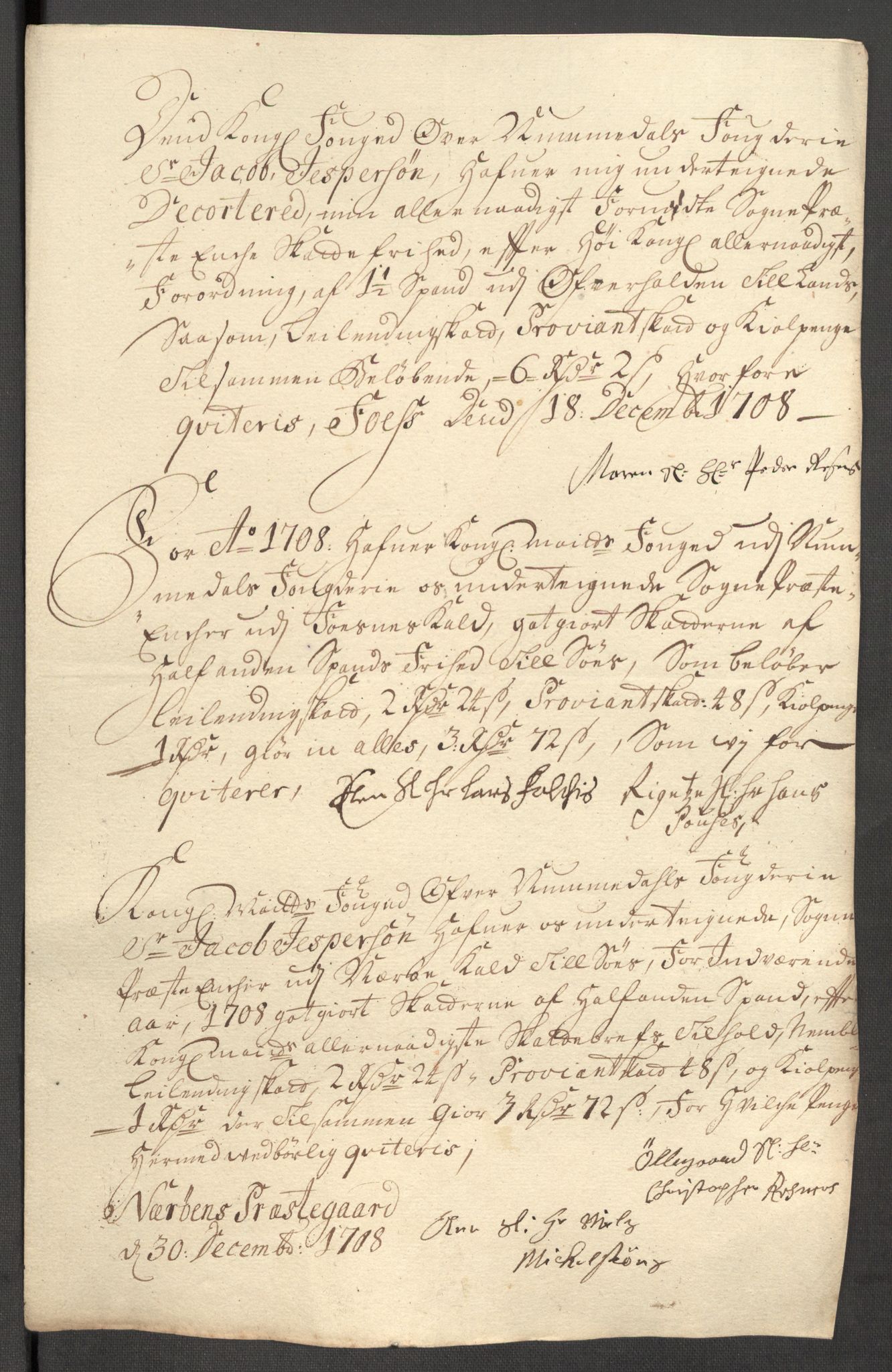 Rentekammeret inntil 1814, Reviderte regnskaper, Fogderegnskap, AV/RA-EA-4092/R64/L4430: Fogderegnskap Namdal, 1707-1708, p. 381