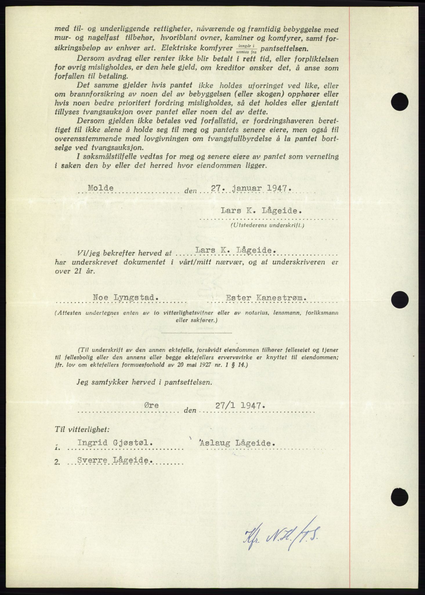 Nordmøre sorenskriveri, AV/SAT-A-4132/1/2/2Ca: Mortgage book no. B97, 1947-1948, Diary no: : 2733/1947