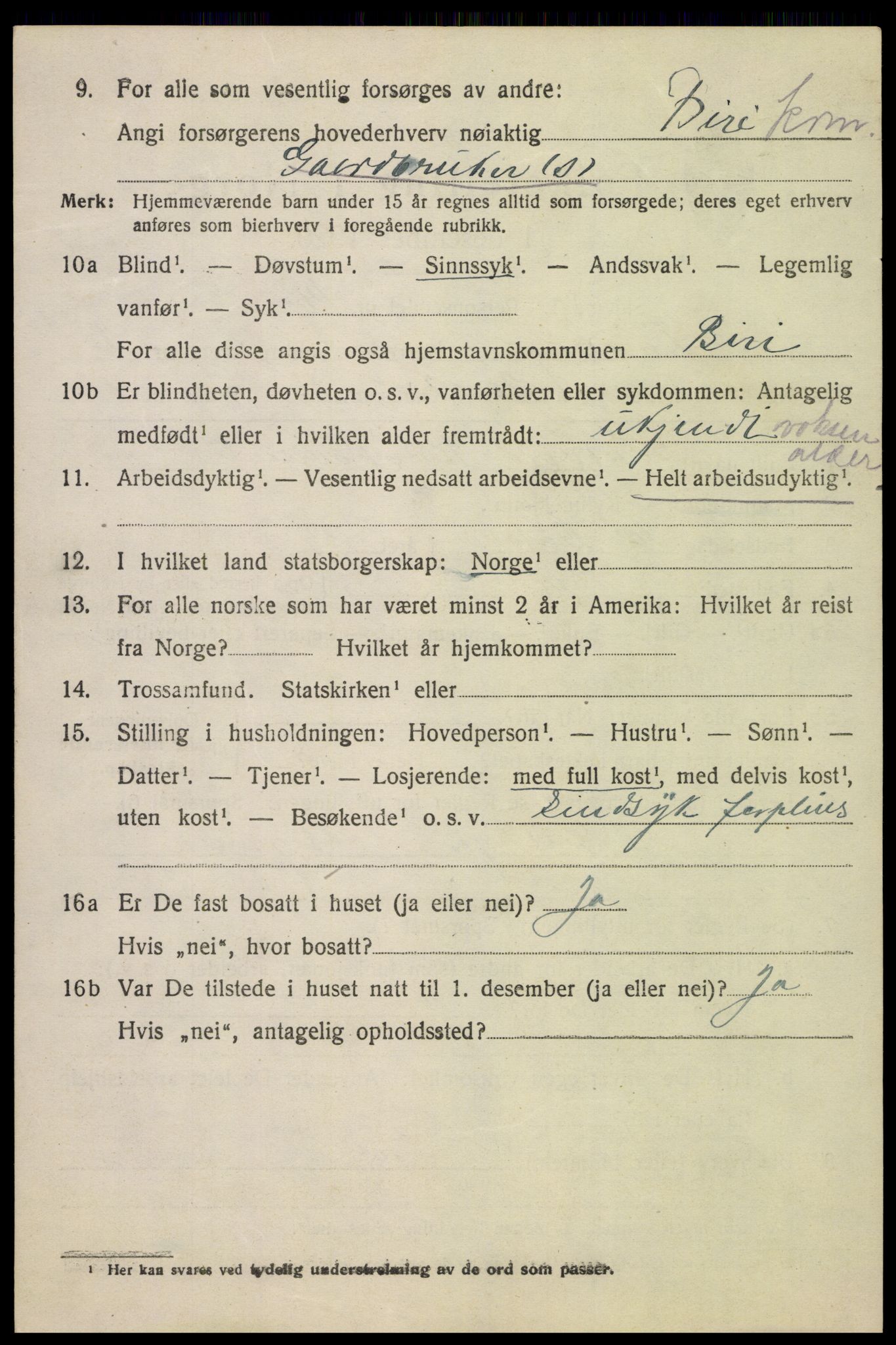 SAH, 1920 census for Fåberg, 1920, p. 7621