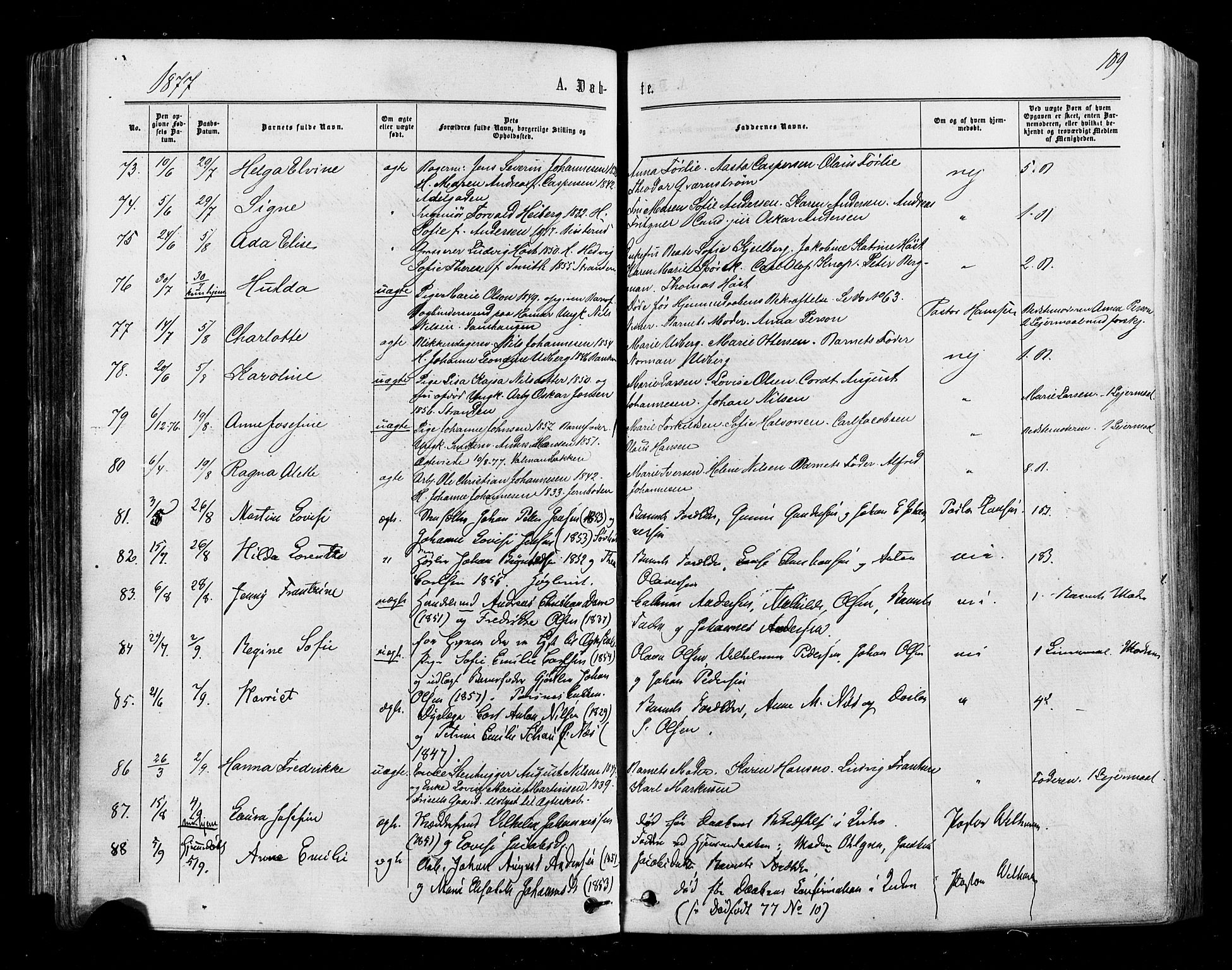 Halden prestekontor Kirkebøker, AV/SAO-A-10909/F/Fa/L0009: Parish register (official) no. I 9, 1866-1877, p. 109