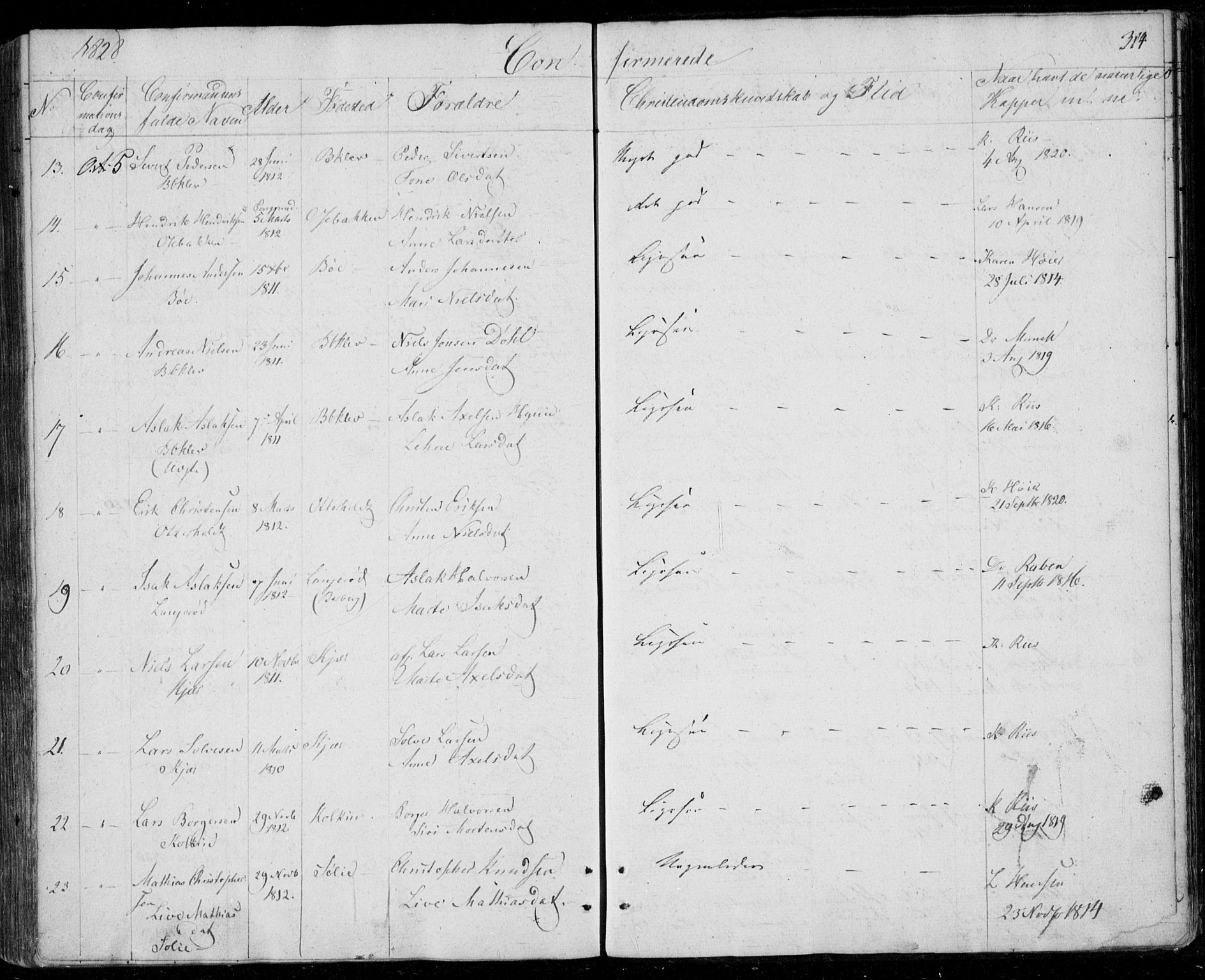 Gjerpen kirkebøker, SAKO/A-265/F/Fa/L0005: Parish register (official) no. I 5, 1823-1829, p. 314