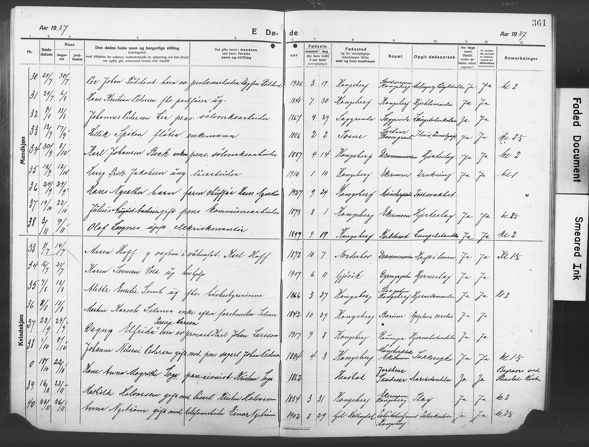 Kongsberg kirkebøker, SAKO/A-22/G/Ga/L0008: Parish register (copy) no. 8, 1915-1932, p. 361