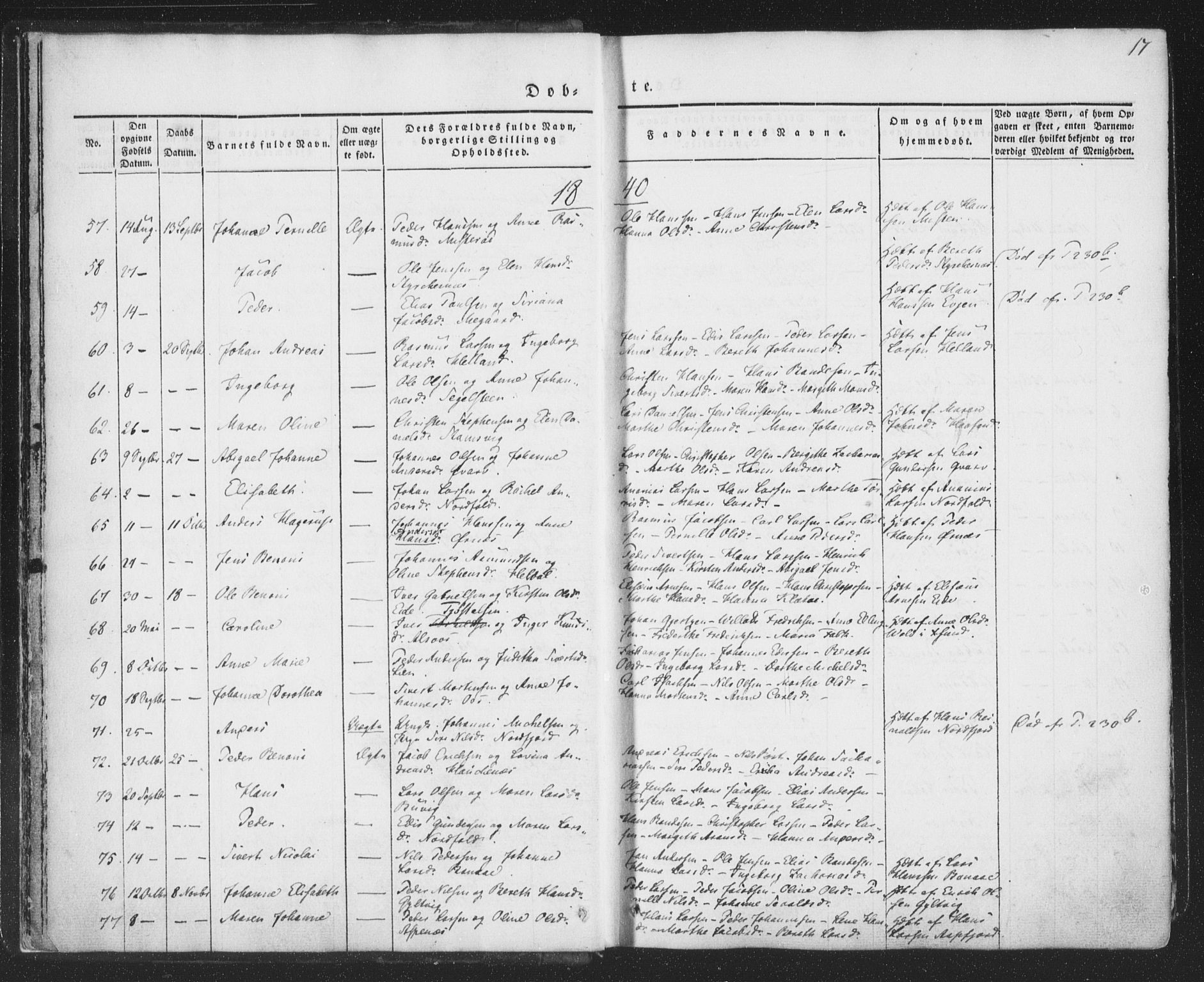 Ministerialprotokoller, klokkerbøker og fødselsregistre - Nordland, SAT/A-1459/853/L0769: Parish register (official) no. 853A08, 1836-1856, p. 17