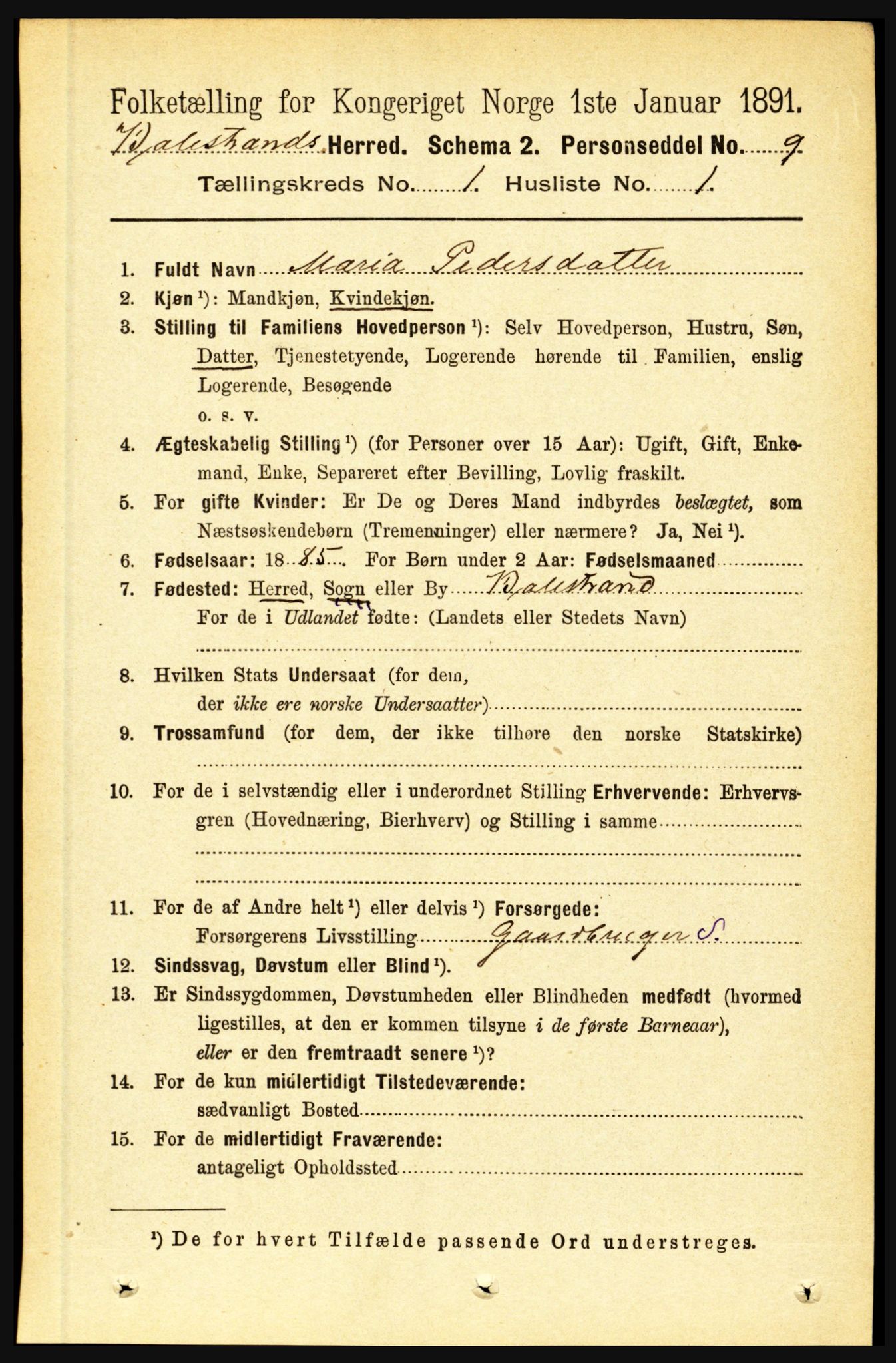 RA, 1891 census for 1418 Balestrand, 1891, p. 70