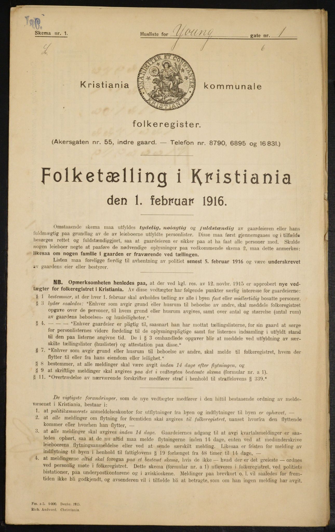 OBA, Municipal Census 1916 for Kristiania, 1916, p. 132180