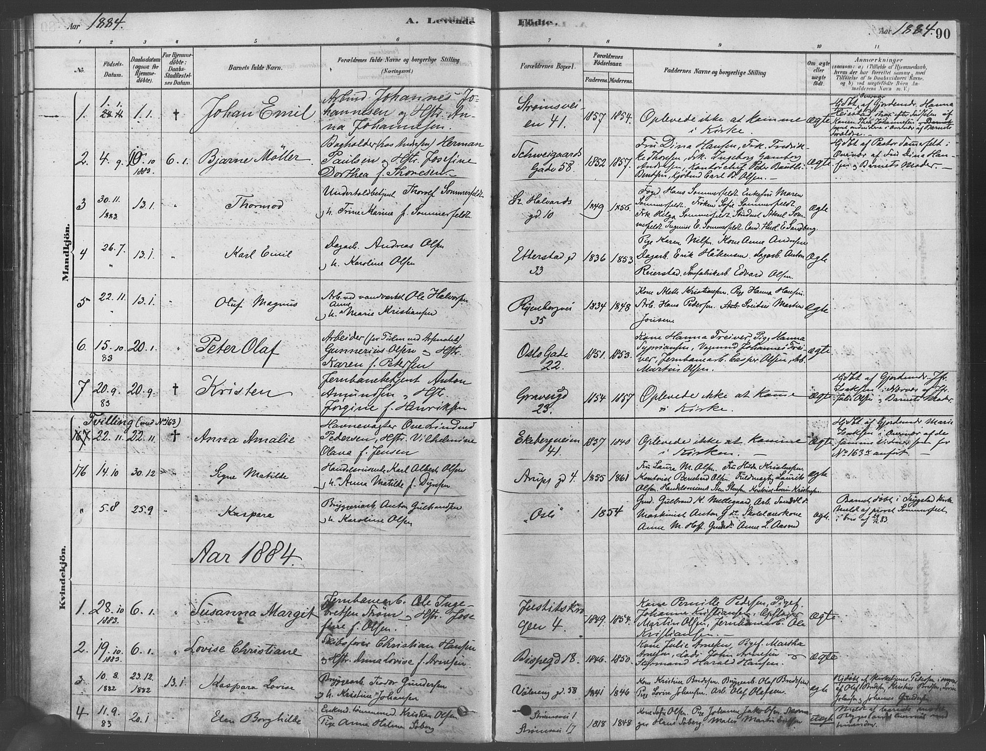 Gamlebyen prestekontor Kirkebøker, AV/SAO-A-10884/F/Fa/L0005: Parish register (official) no. 5, 1878-1889, p. 90