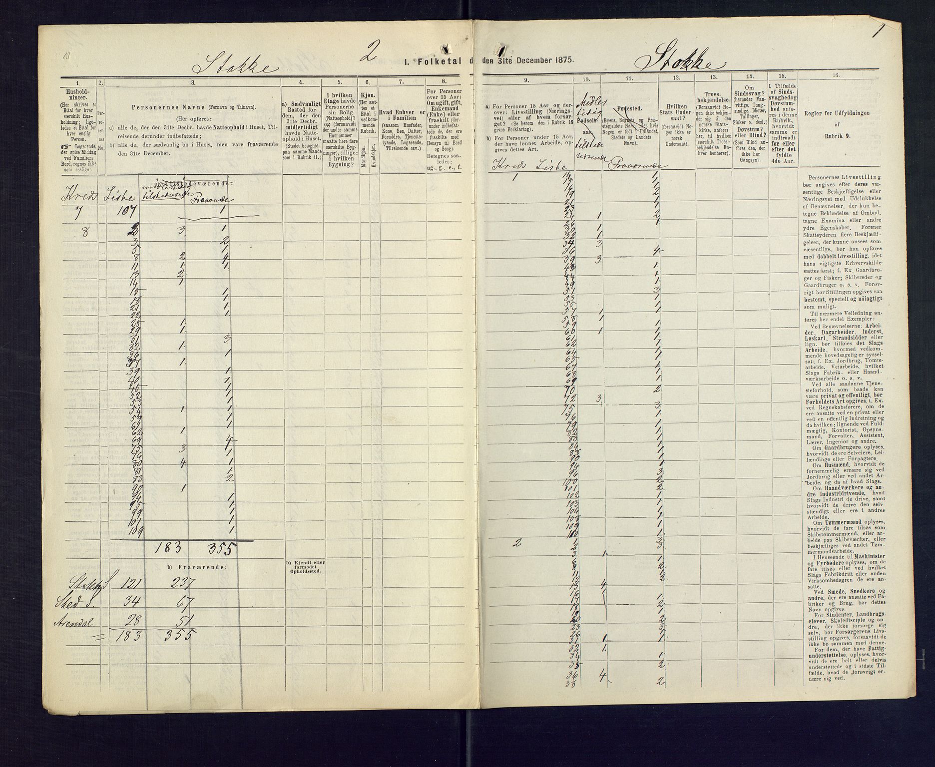 SAKO, 1875 census for 0720P Stokke, 1875, p. 50