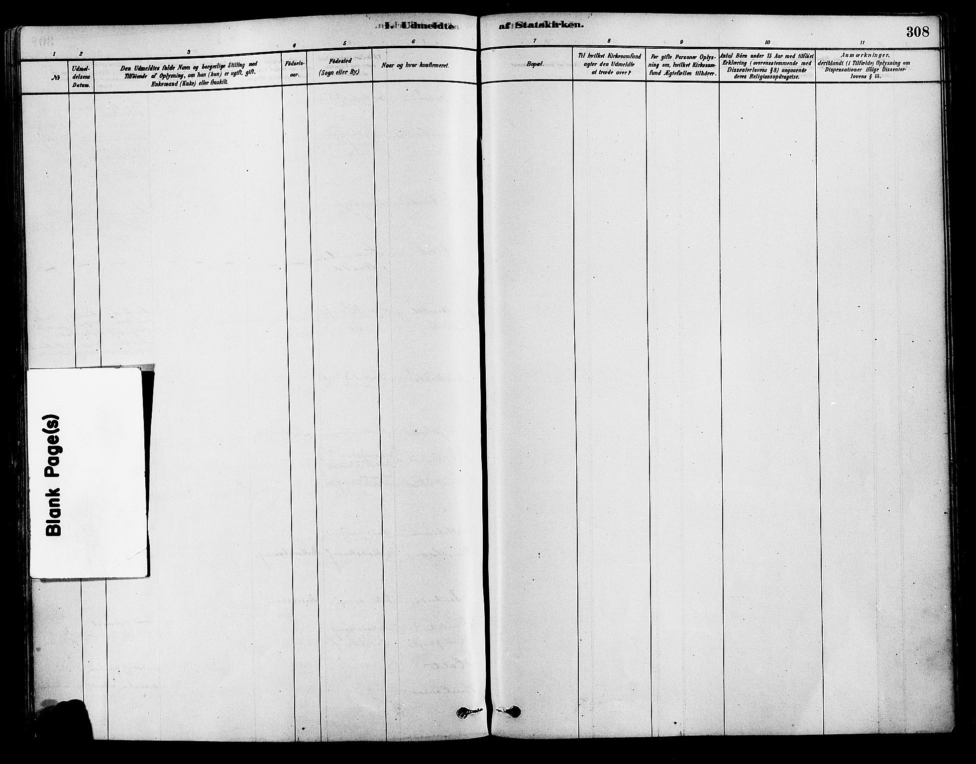 Tromøy sokneprestkontor, AV/SAK-1111-0041/F/Fa/L0009: Parish register (official) no. A 9, 1878-1896, p. 308