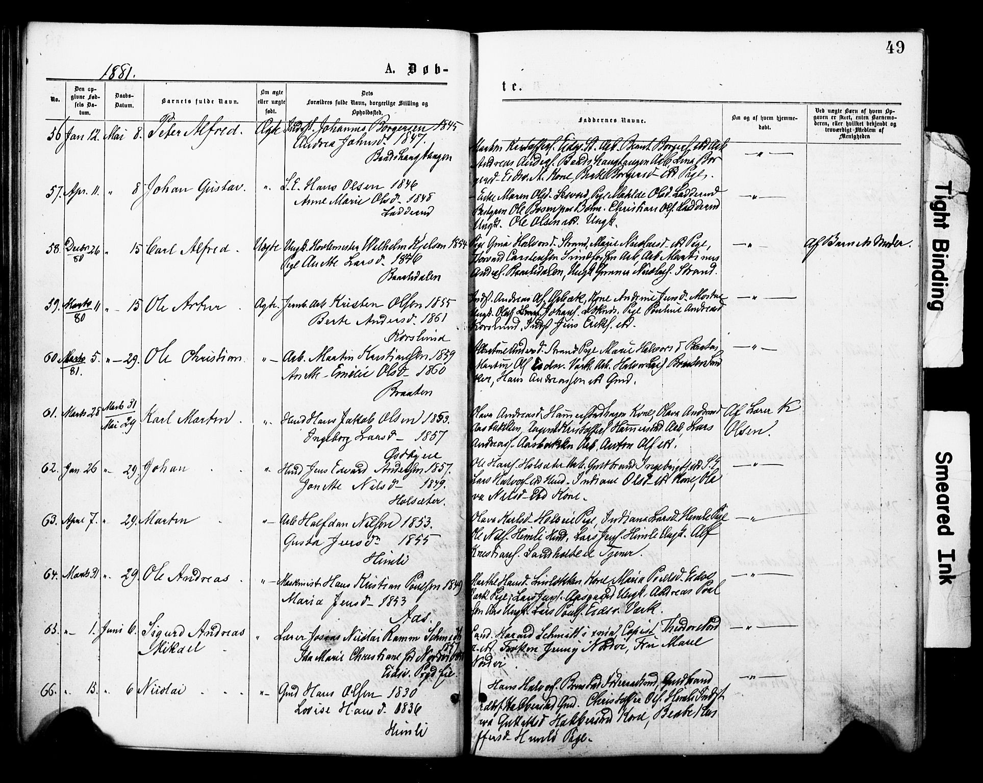 Eidsvoll prestekontor Kirkebøker, AV/SAO-A-10888/F/Fa/L0001: Parish register (official) no. I 1, 1877-1881, p. 49