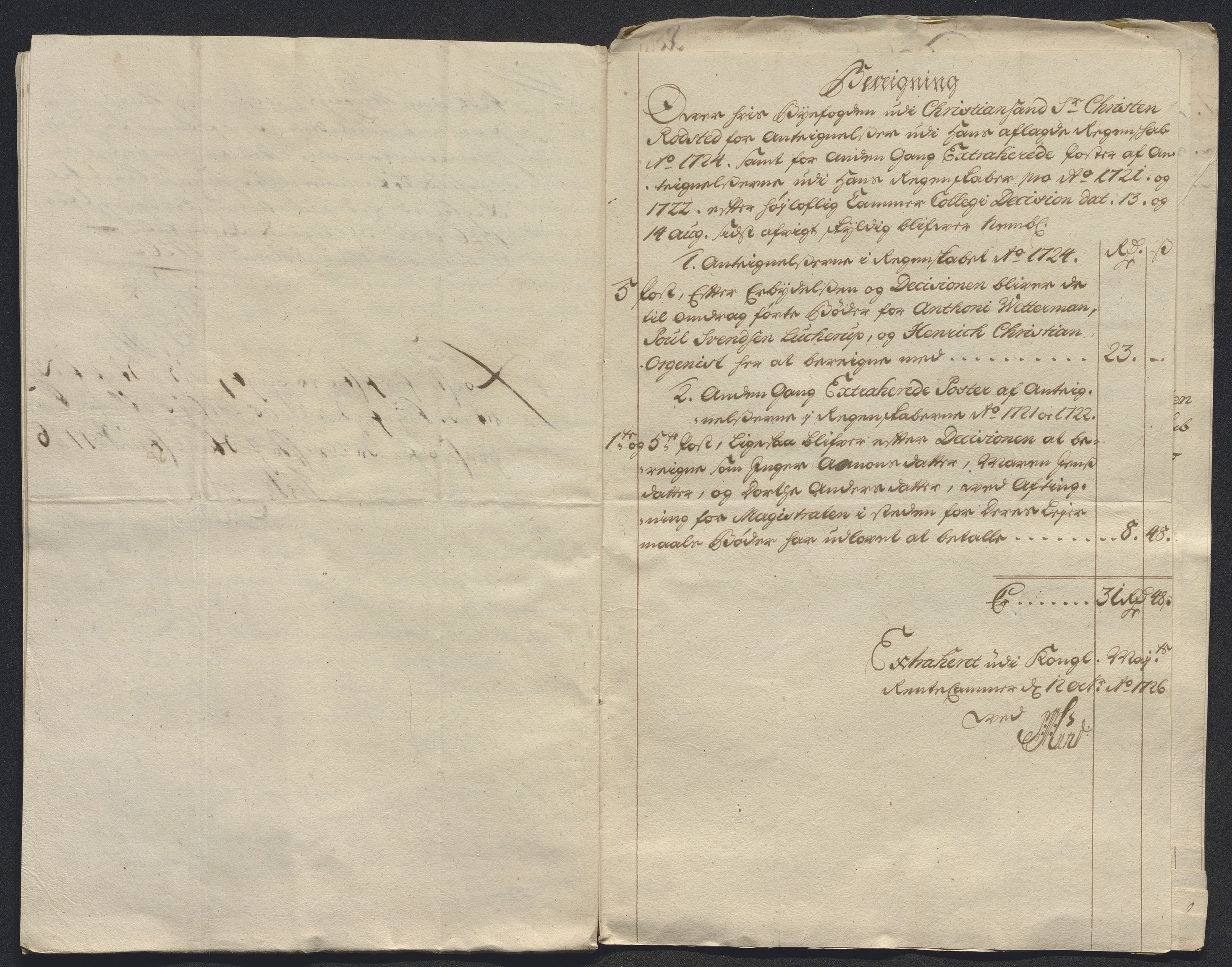 Rentekammeret inntil 1814, Reviderte regnskaper, Byregnskaper, AV/RA-EA-4066/R/Rm/L0286: [M19] Sikt og sakefall, 1719-1727, p. 351