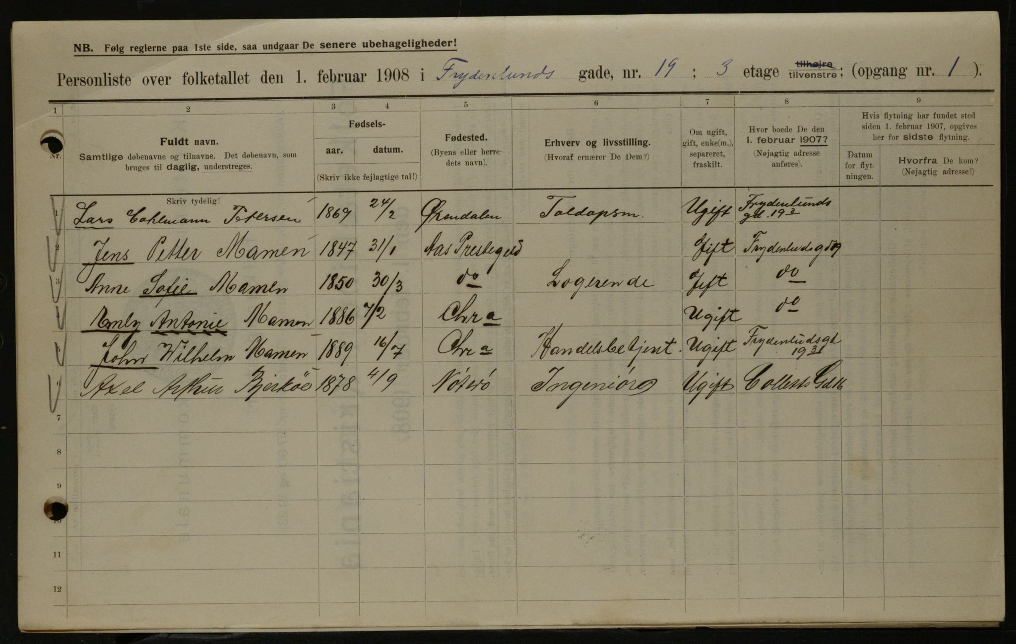 OBA, Municipal Census 1908 for Kristiania, 1908, p. 25590