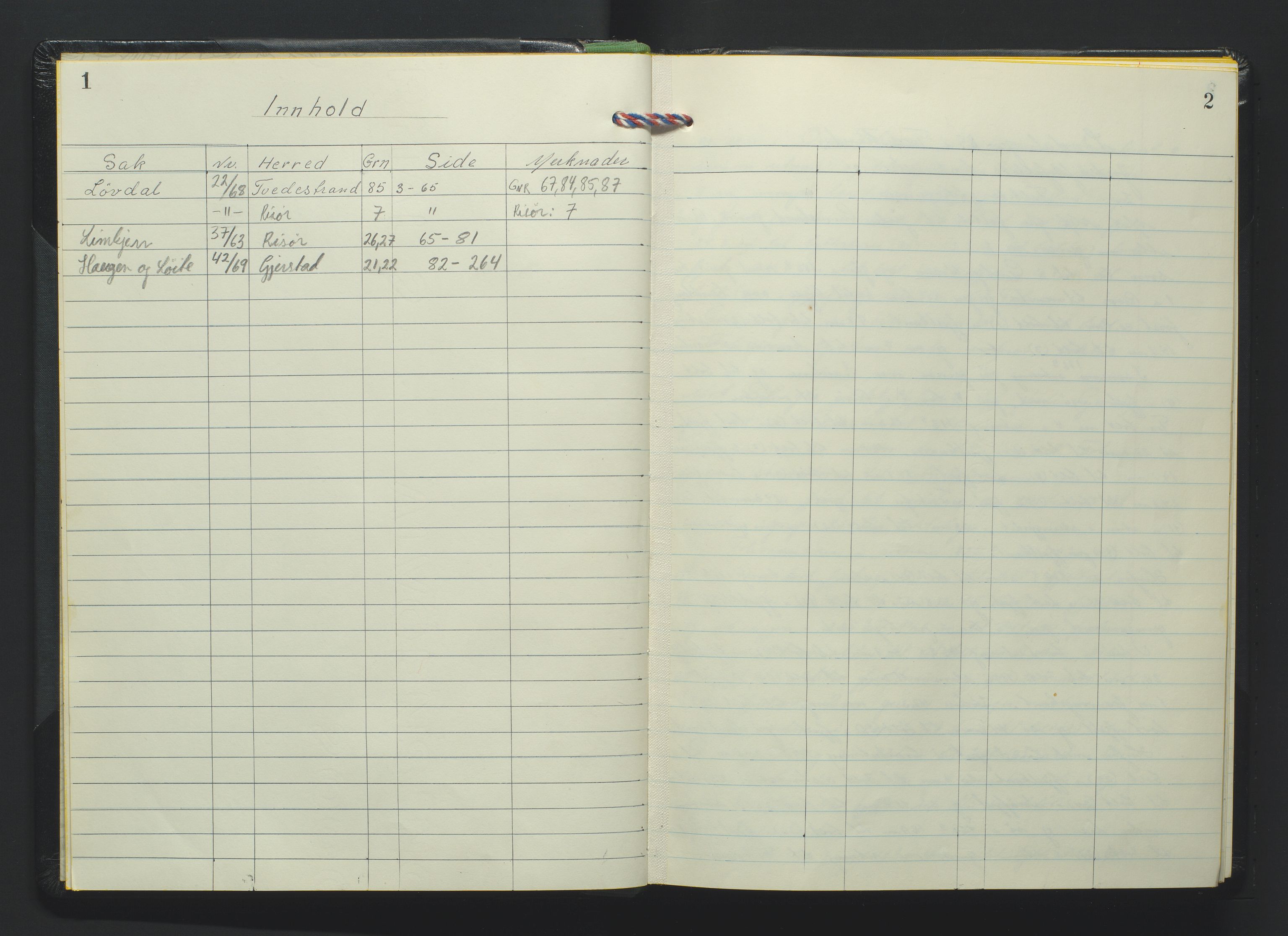 Nedenes jordskifterett, AV/SAK-1541-0007/F/Fa/Fab/L0002/0002: Jordskifterettsbøker / Jordskifterettsbok nr 35 Holt domssokn, med gårdsregister, 1975-1981