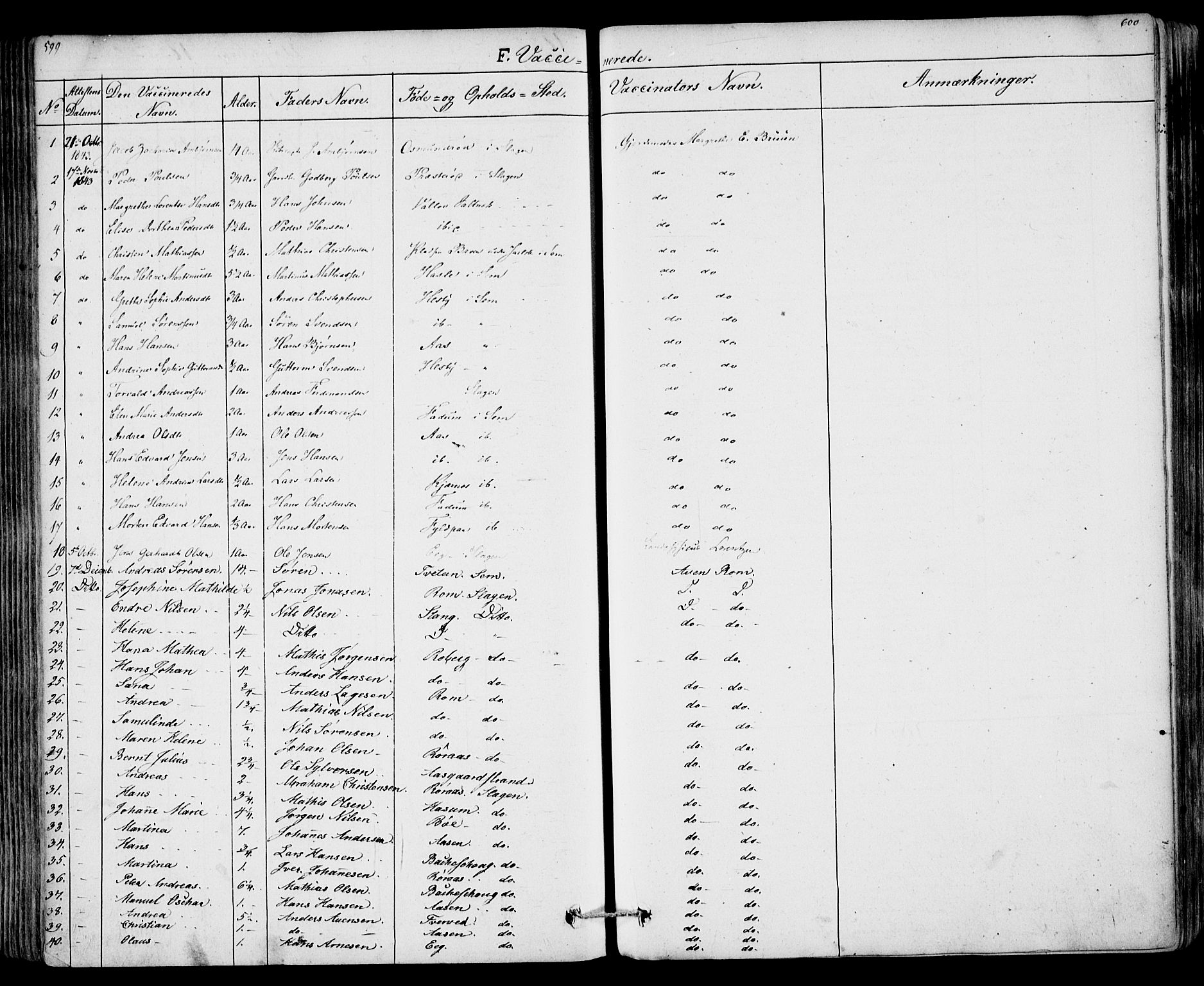Sem kirkebøker, AV/SAKO-A-5/F/Fa/L0006: Parish register (official) no. I 6, 1843-1855, p. 599-600