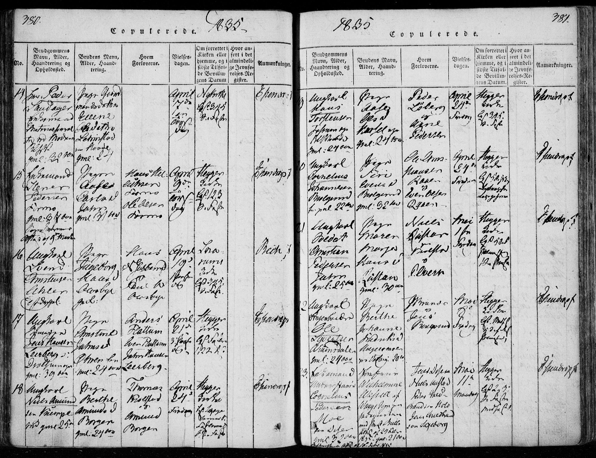 Modum kirkebøker, AV/SAKO-A-234/F/Fa/L0006: Parish register (official) no. 6, 1832-1841, p. 380-381