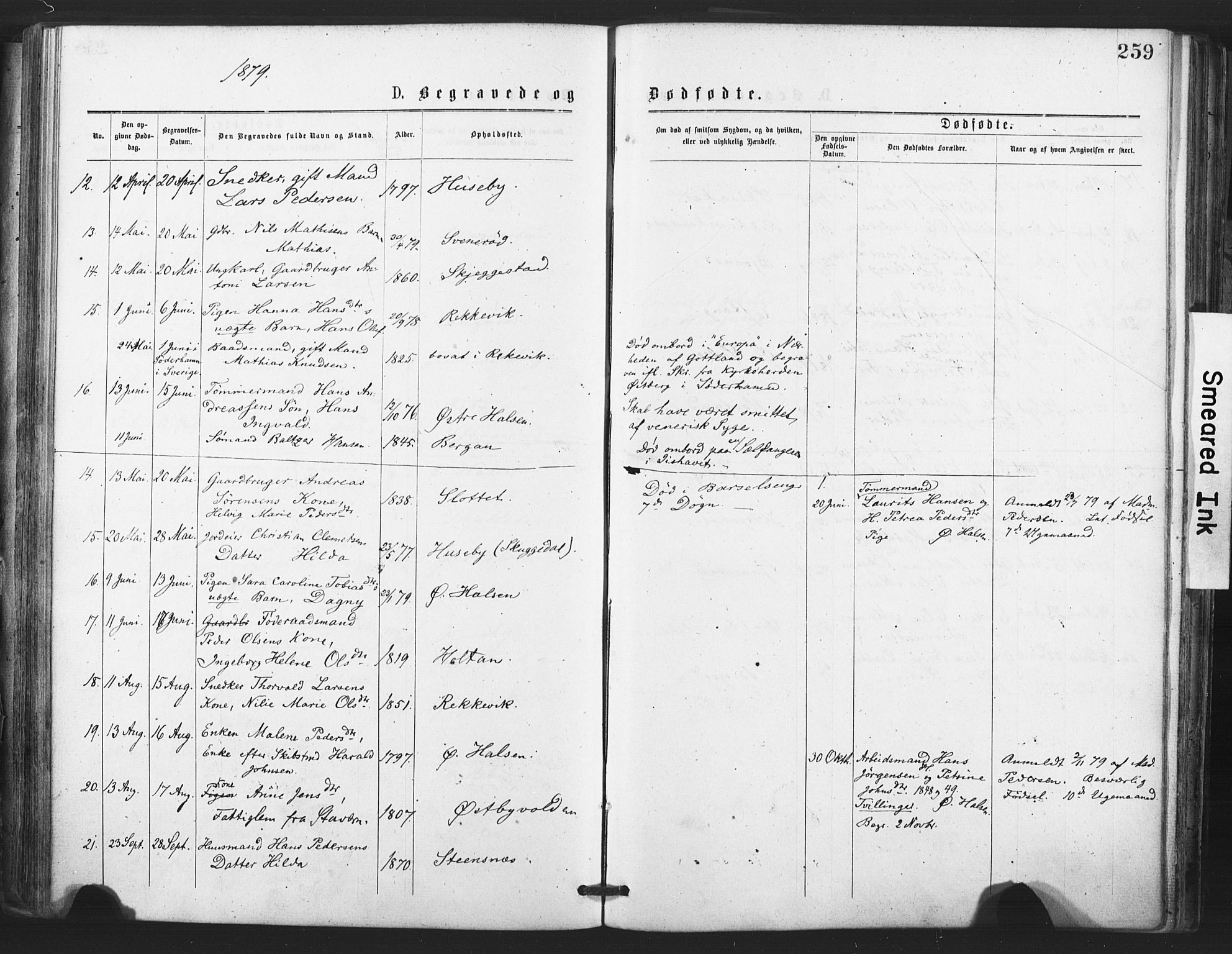 Tjølling kirkebøker, AV/SAKO-A-60/F/Fa/L0008: Parish register (official) no. 8, 1877-1886, p. 259