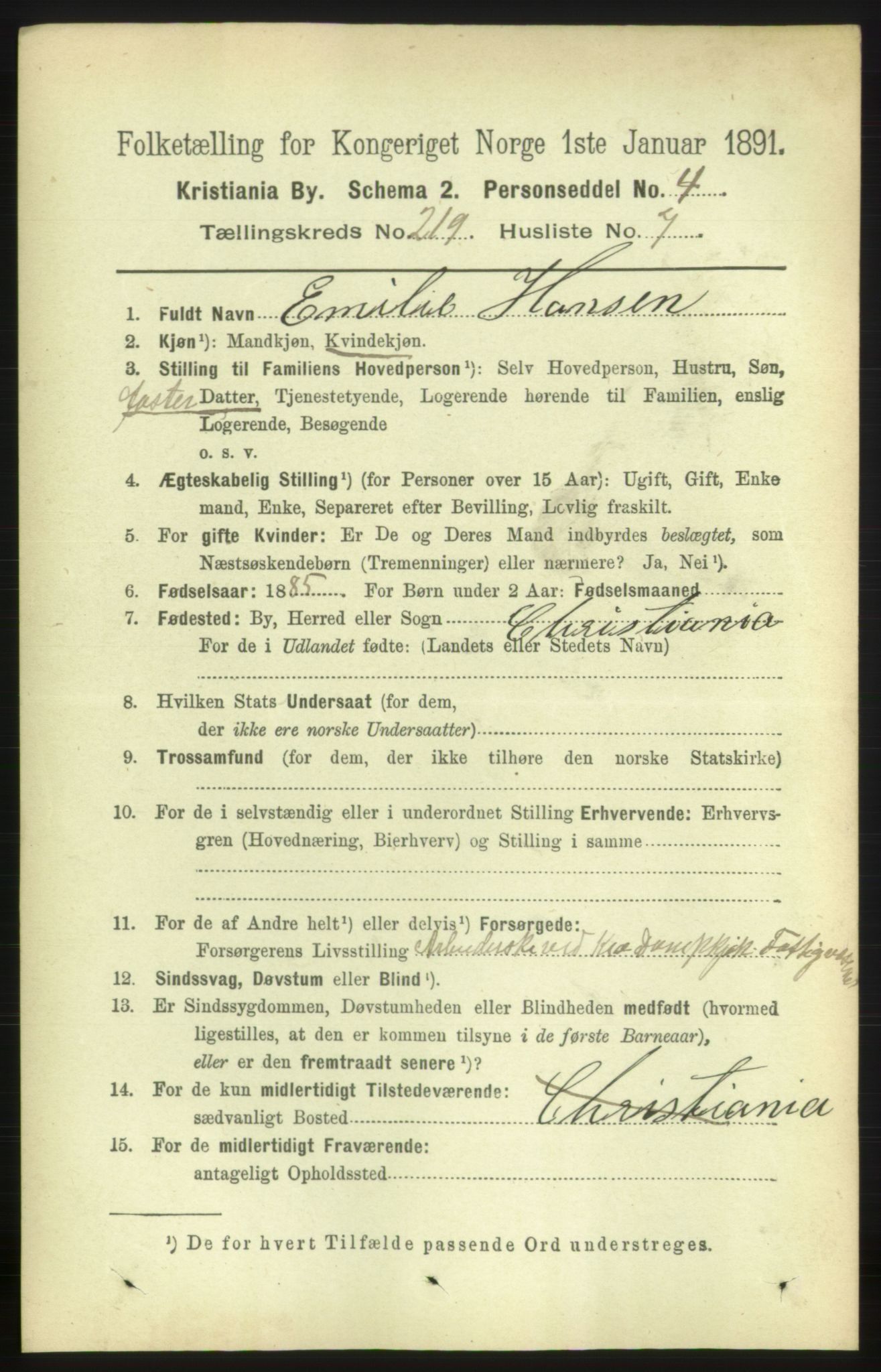 RA, 1891 census for 0301 Kristiania, 1891, p. 130189