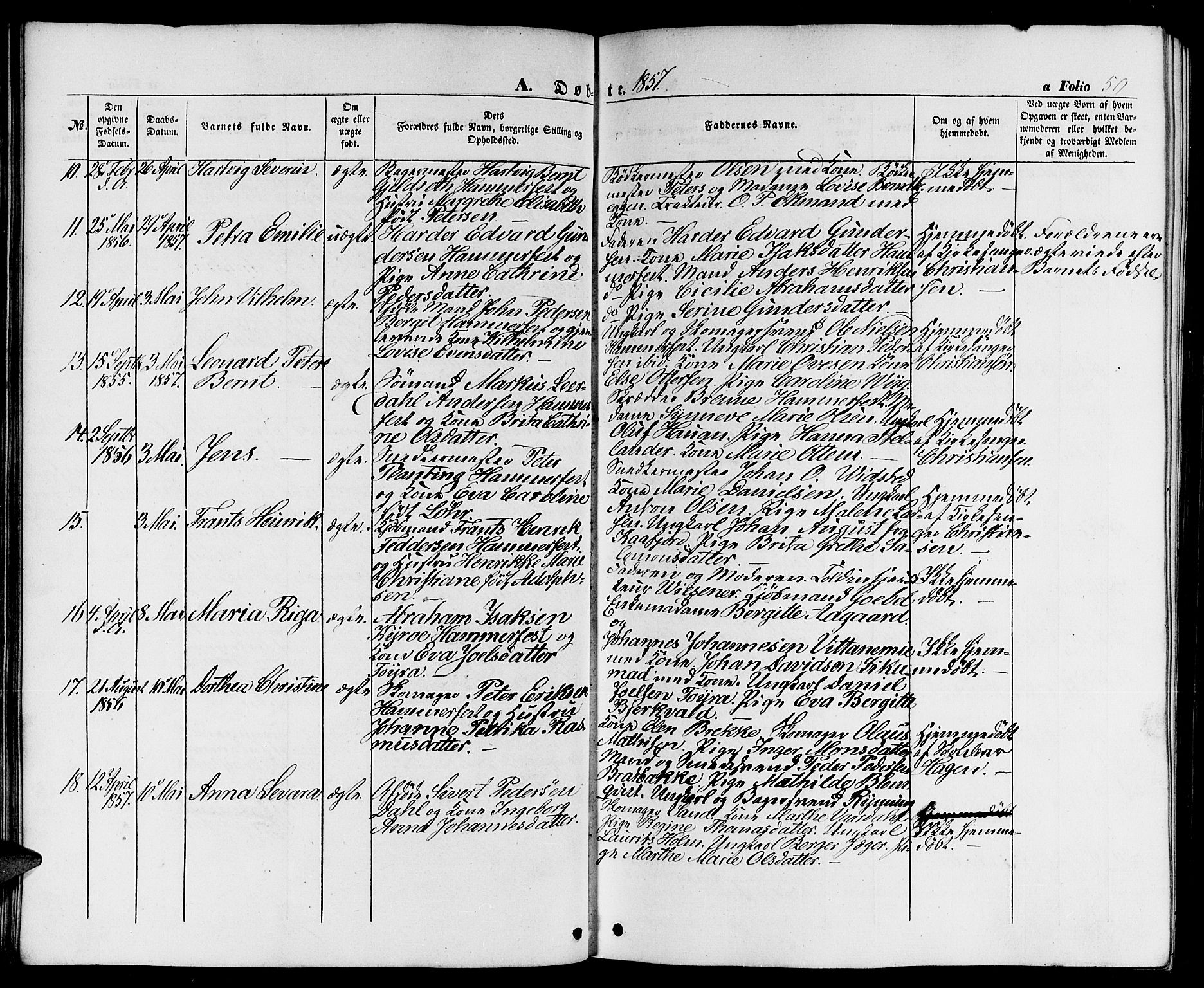 Hammerfest sokneprestkontor, SATØ/S-1347/H/Hb/L0002.klokk: Parish register (copy) no. 2, 1851-1861, p. 50