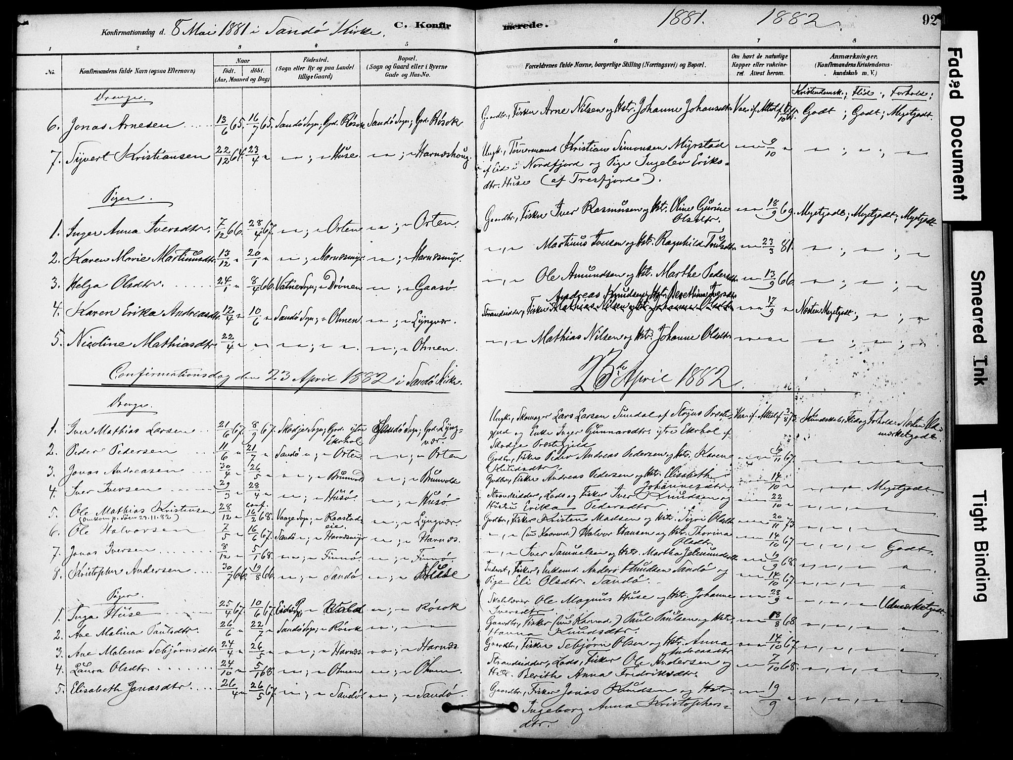 Ministerialprotokoller, klokkerbøker og fødselsregistre - Møre og Romsdal, AV/SAT-A-1454/561/L0729: Parish register (official) no. 561A03, 1878-1900, p. 92