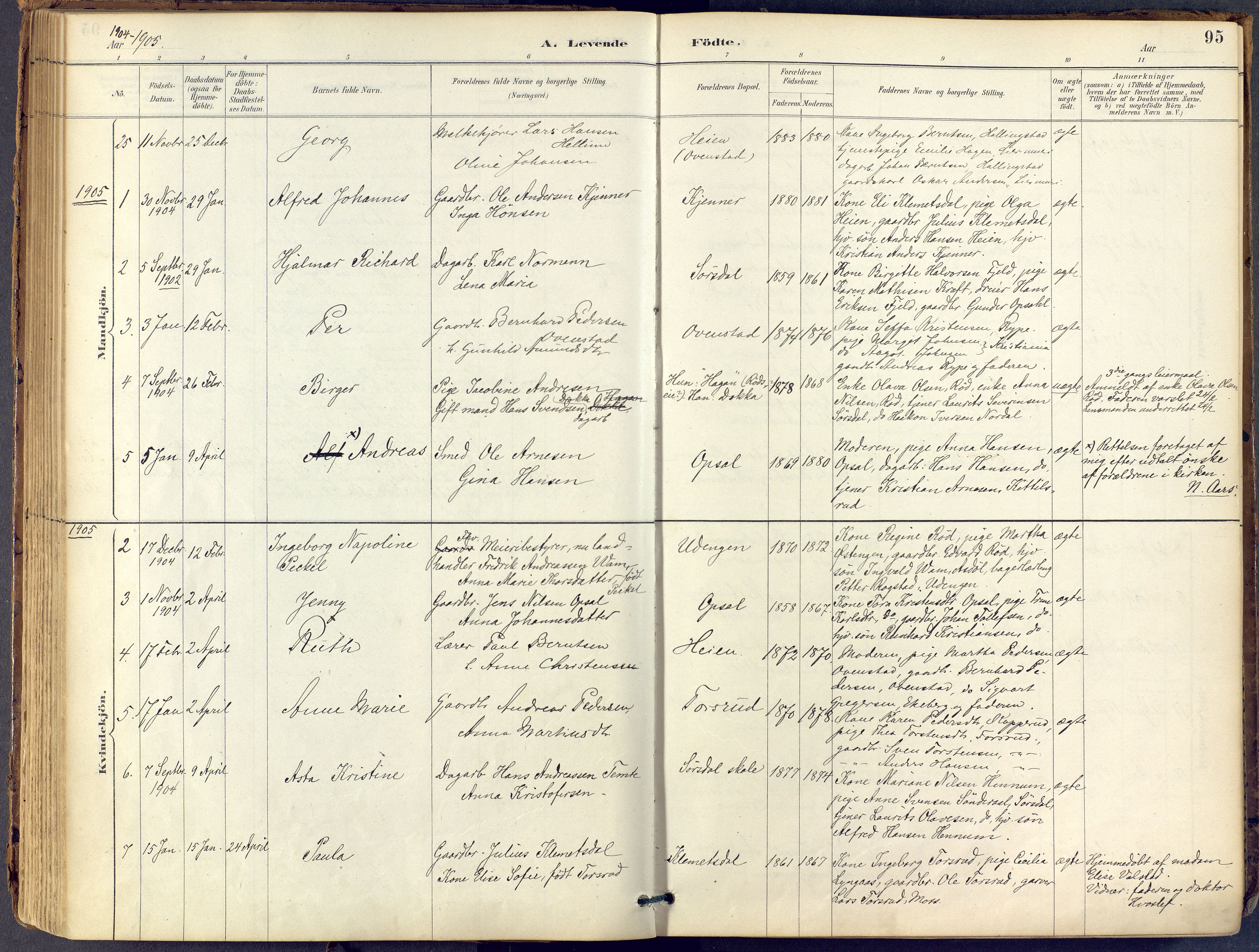 Lier kirkebøker, AV/SAKO-A-230/F/Fb/L0001: Parish register (official) no. II 1, 1883-1910, p. 95